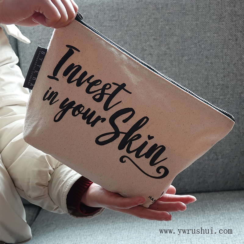 Custom Large Canvas Portable Makeup Cosmetic Bag  