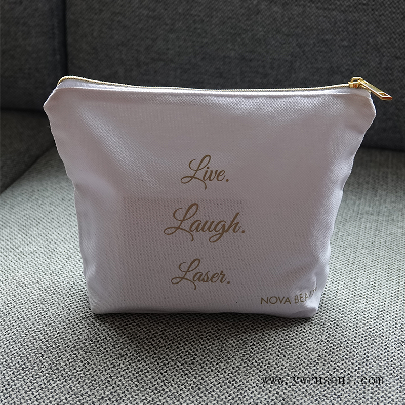 12oz White Cotton Canvas Cosmetic Bag  