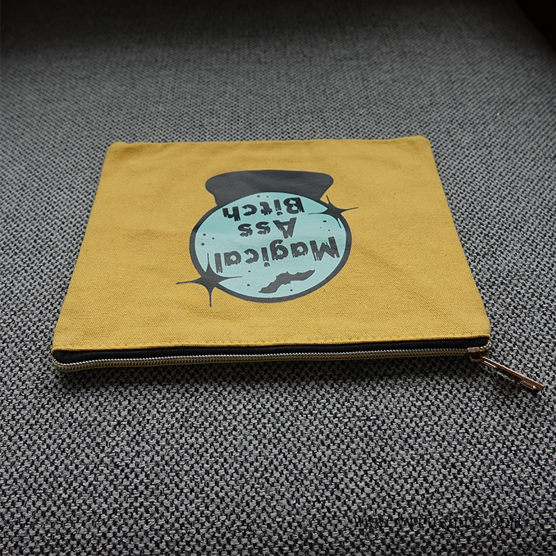 Cotton Canvas Makeup Bag with Zipper Closure  