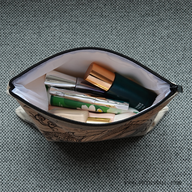 Customizable Plain Canvas Makeup Toiletry Bag  