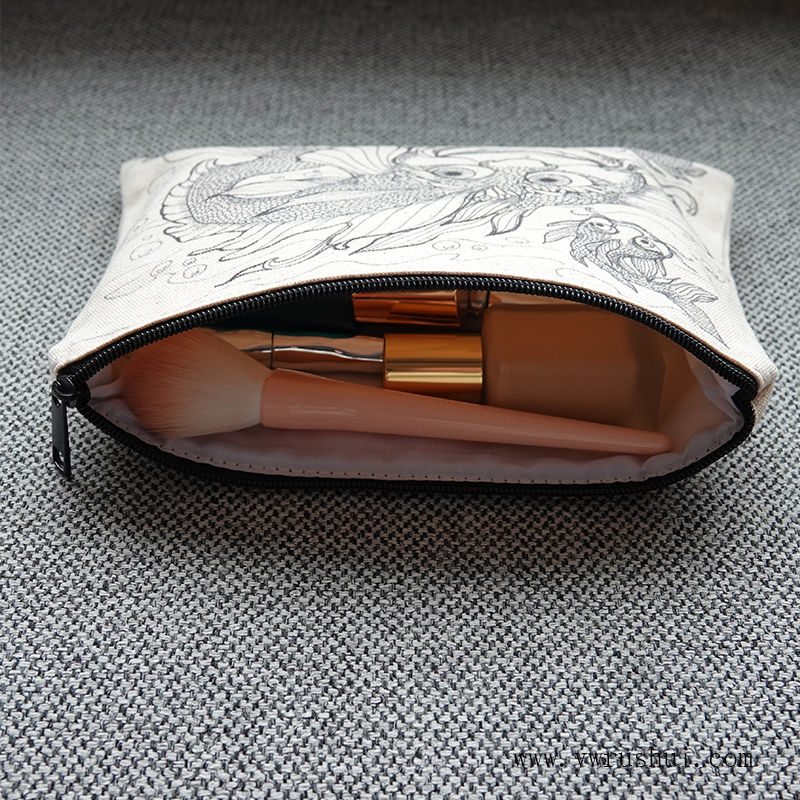 Customizable Plain Canvas Makeup Toiletry Bag  