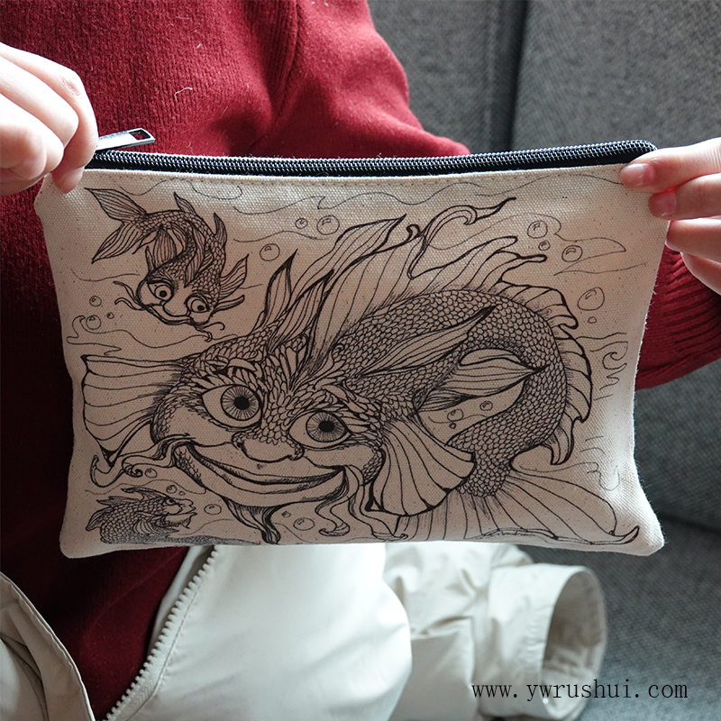 Customizable Plain Canvas Makeup Toiletry Bag  