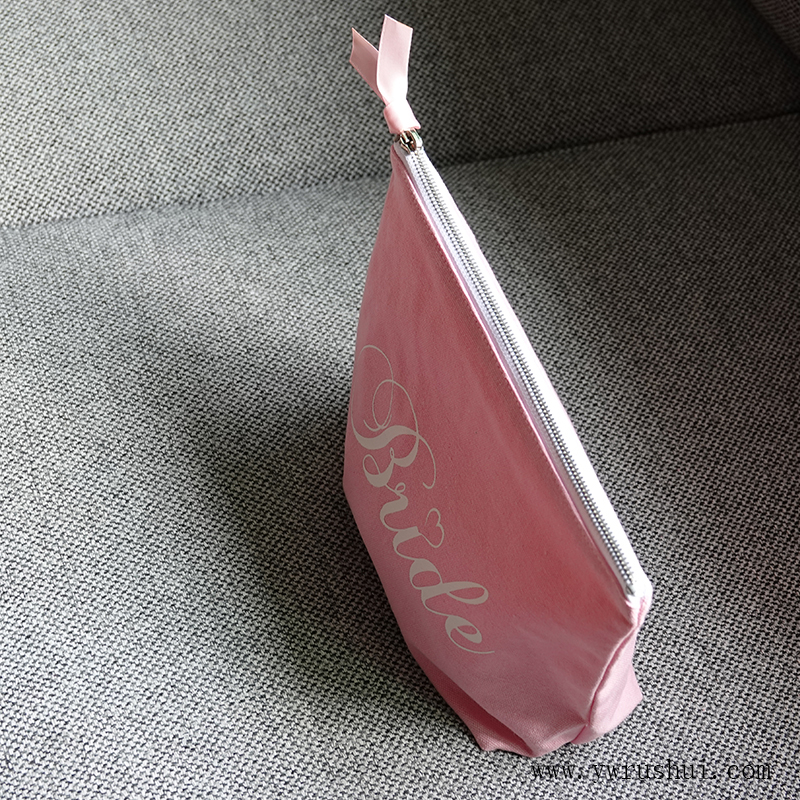 Canvas Makeup Bag with Ribbon Design 