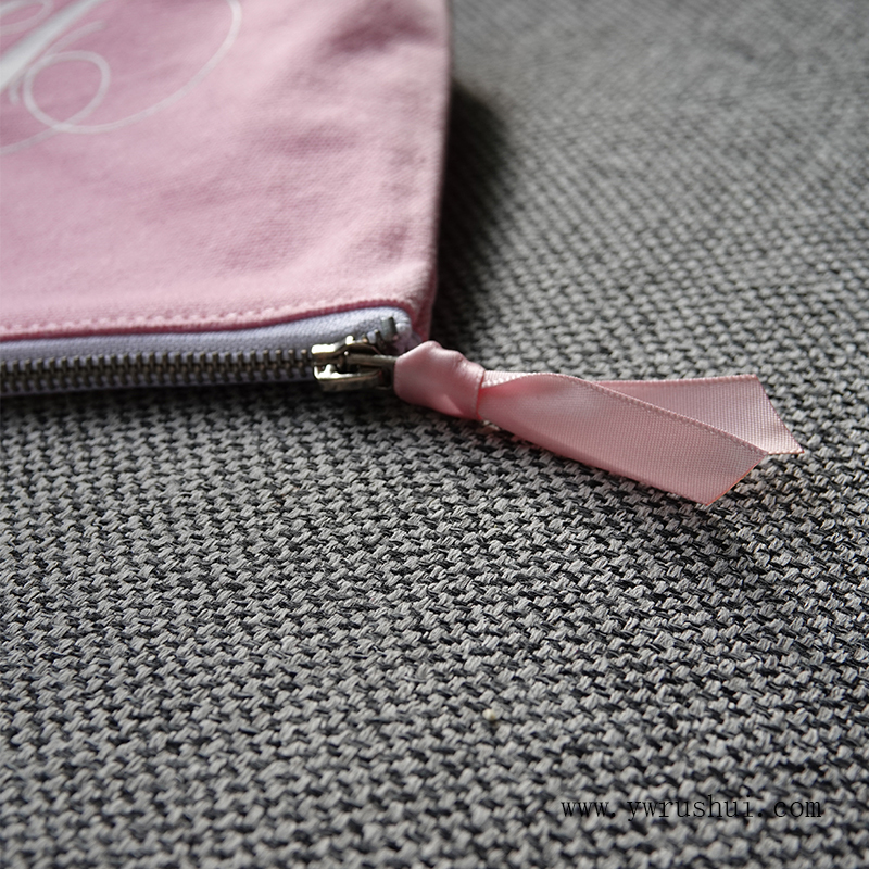 Canvas Makeup Bag with Ribbon Design 