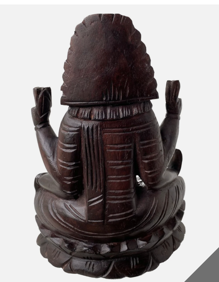 Handcrafted Mahogany Wooden Lakshmi Statue
