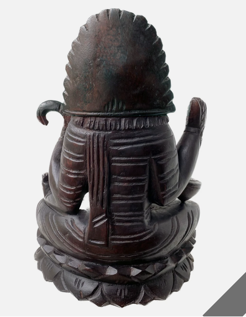 Hand-carved Mahogany Wooden Goddess Saraswati Statue