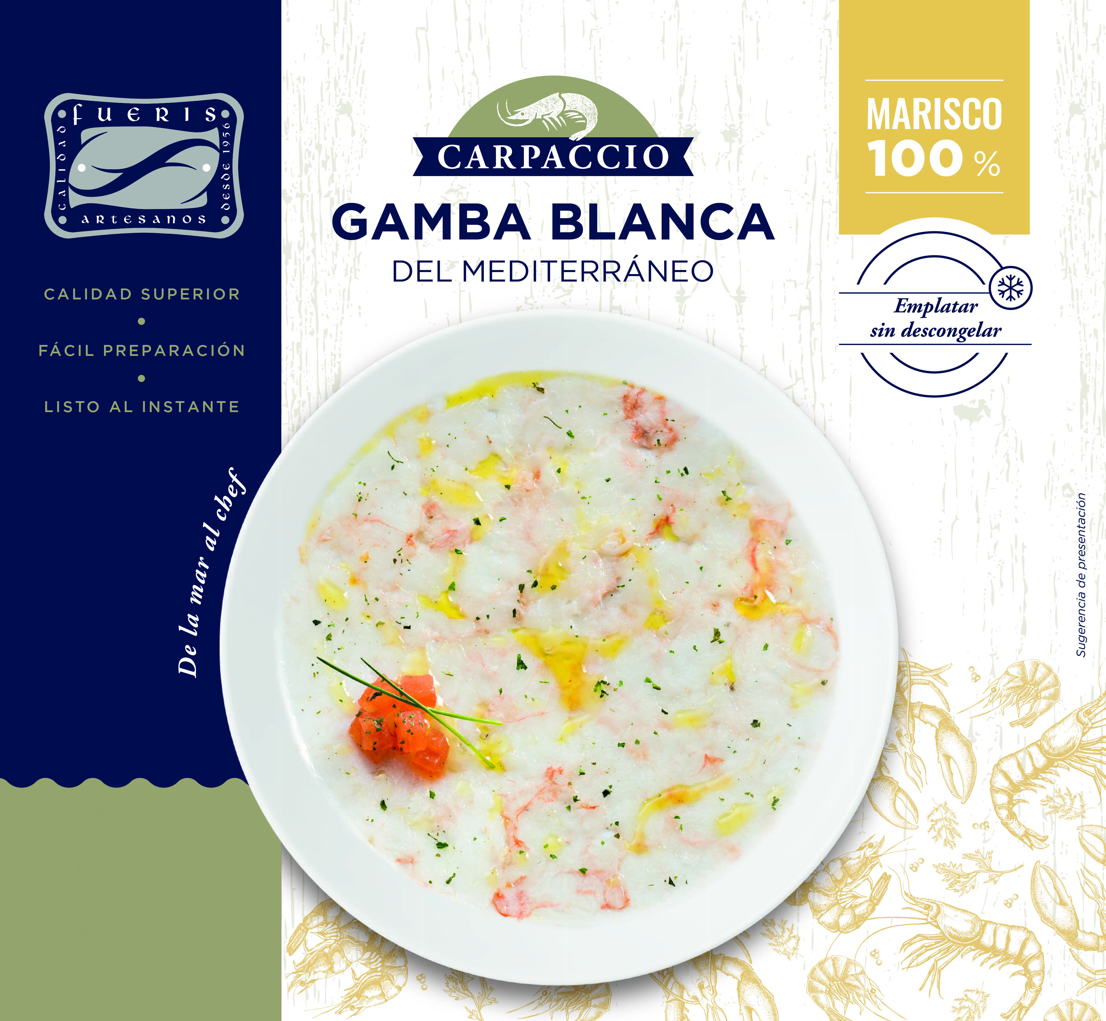 Carpaccio 100% Gamba Blanca del Mediterráneo