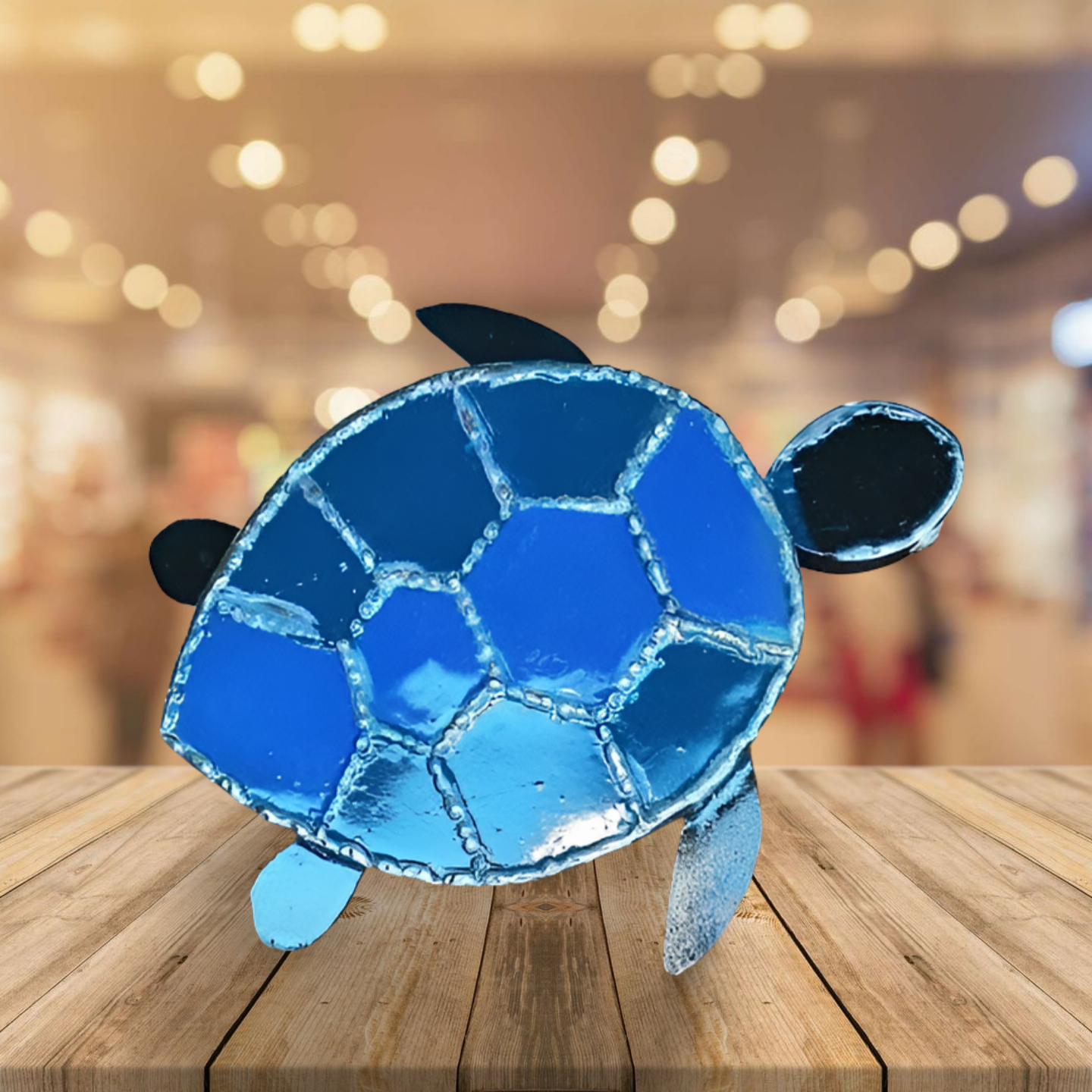Tortue bleue en métal
