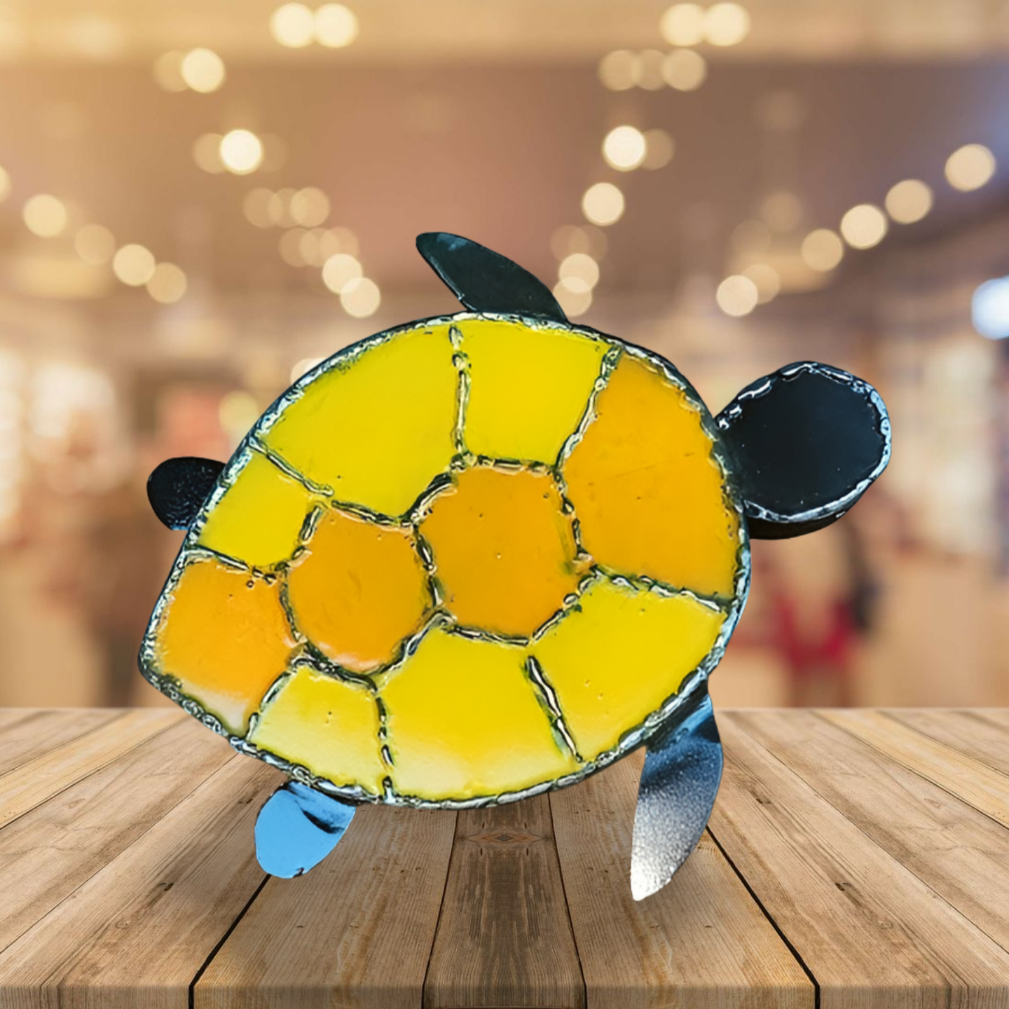 Tortue jaune en métal