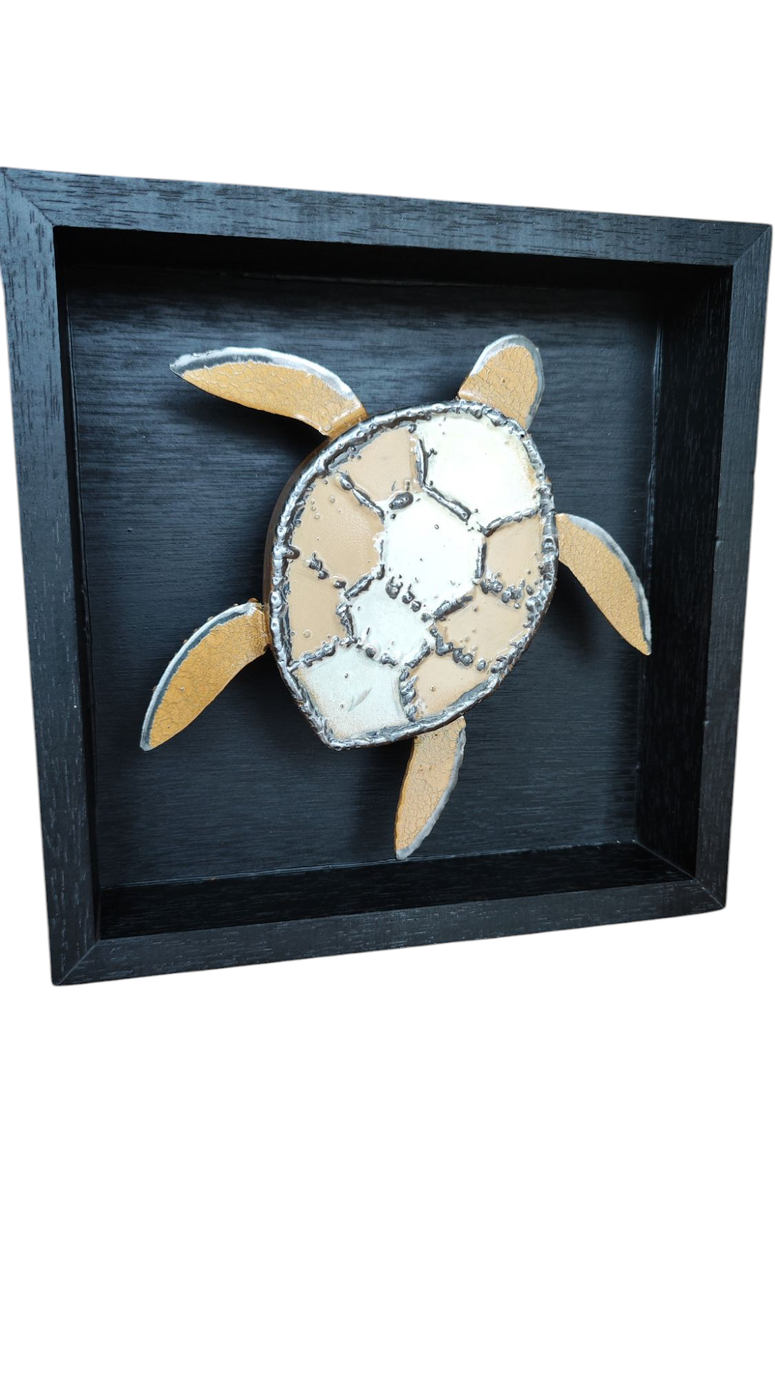 Tableau de tortue en métal cadre bois