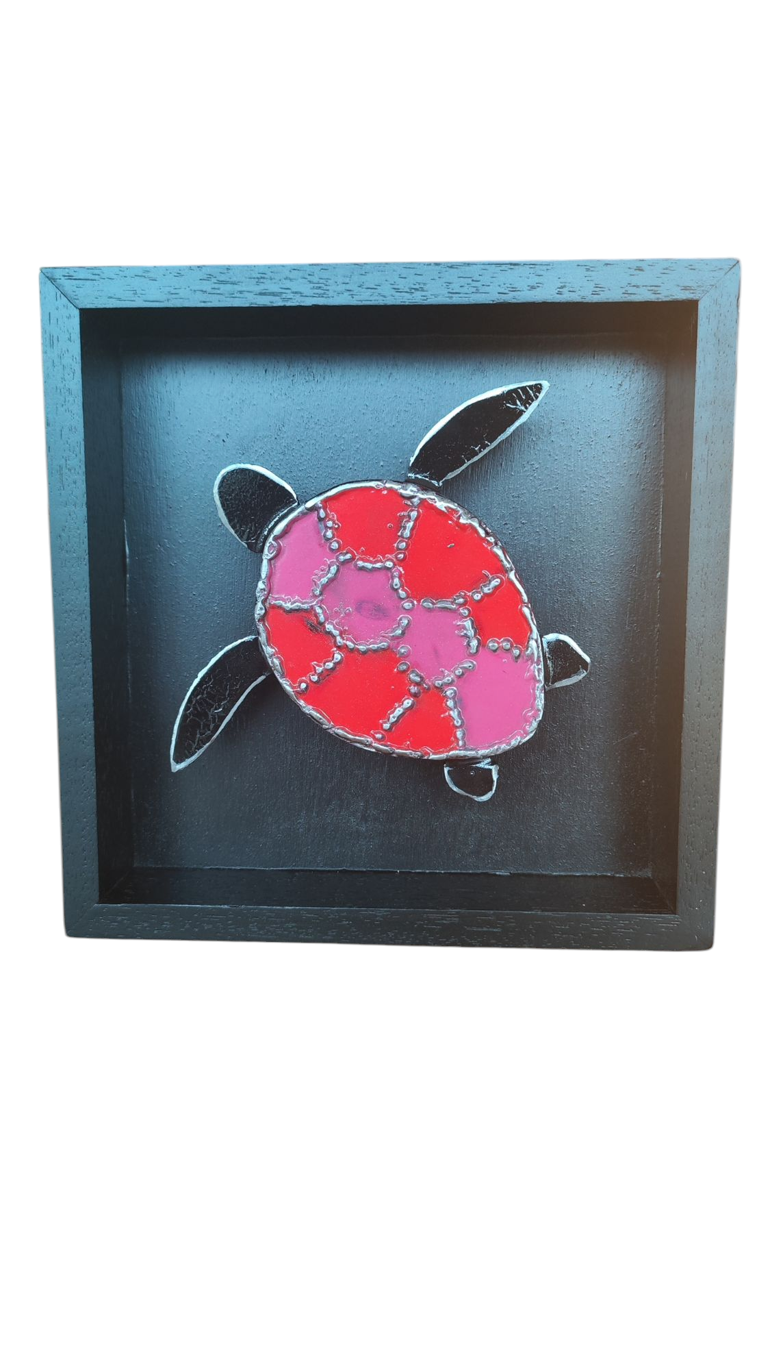 Tableau de tortue en métal cadre bois