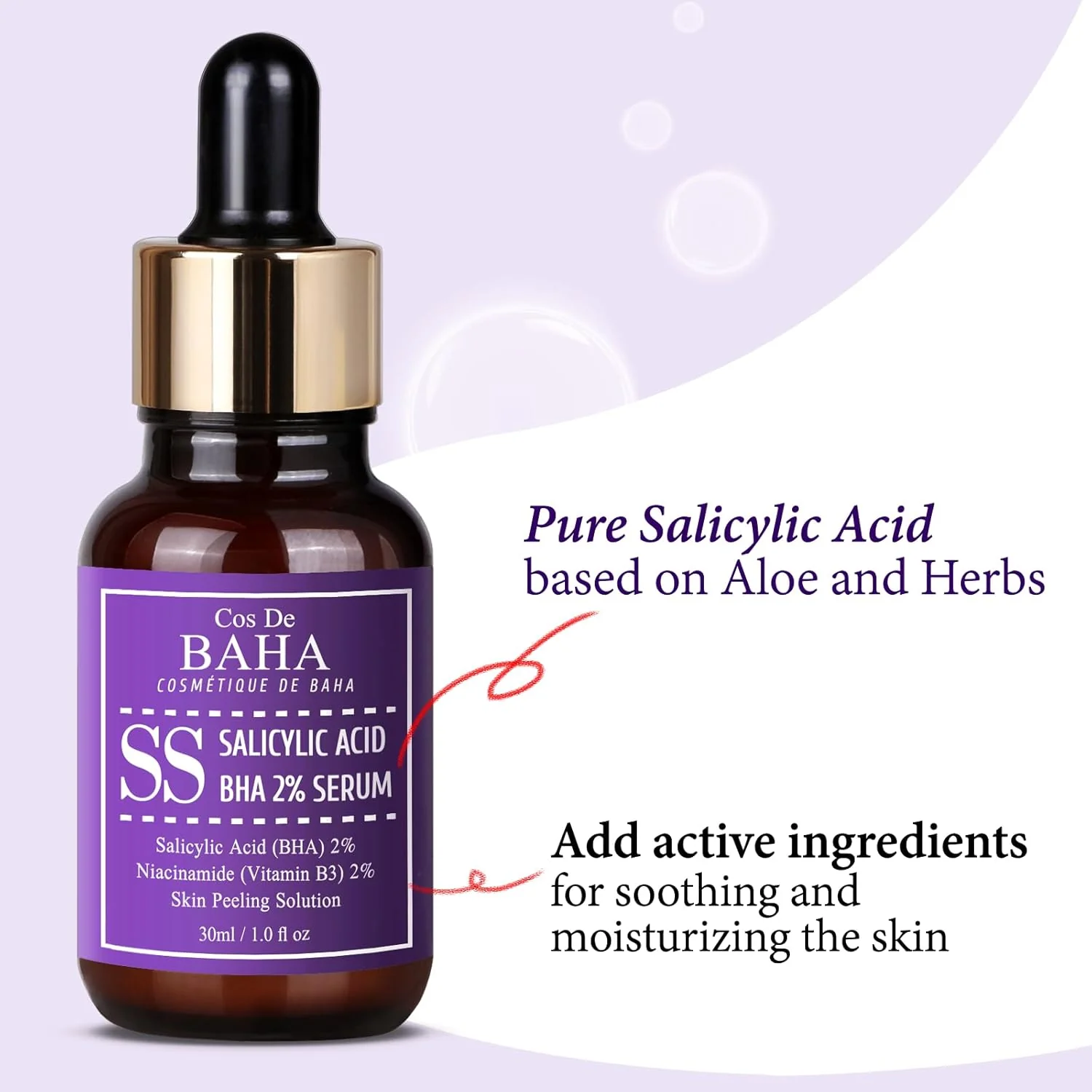Cos De BAHA BHA 2% Pore Care Serum 30ml - Salicylic Acid Facial Serum  30ml