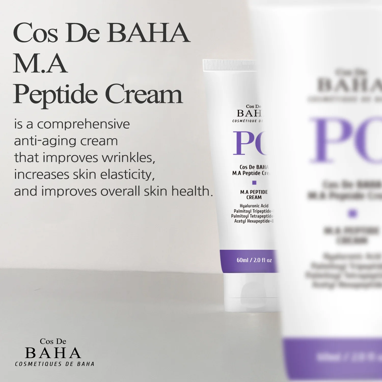 Cos De BAHA Matrixyl 3000 Argireline Peptide Hyaluronic Acid Niacinamide Cream 60ml