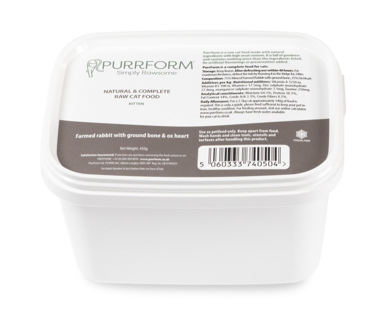 Purrform Kitten Complete Rabbit & Ox Heart 450g