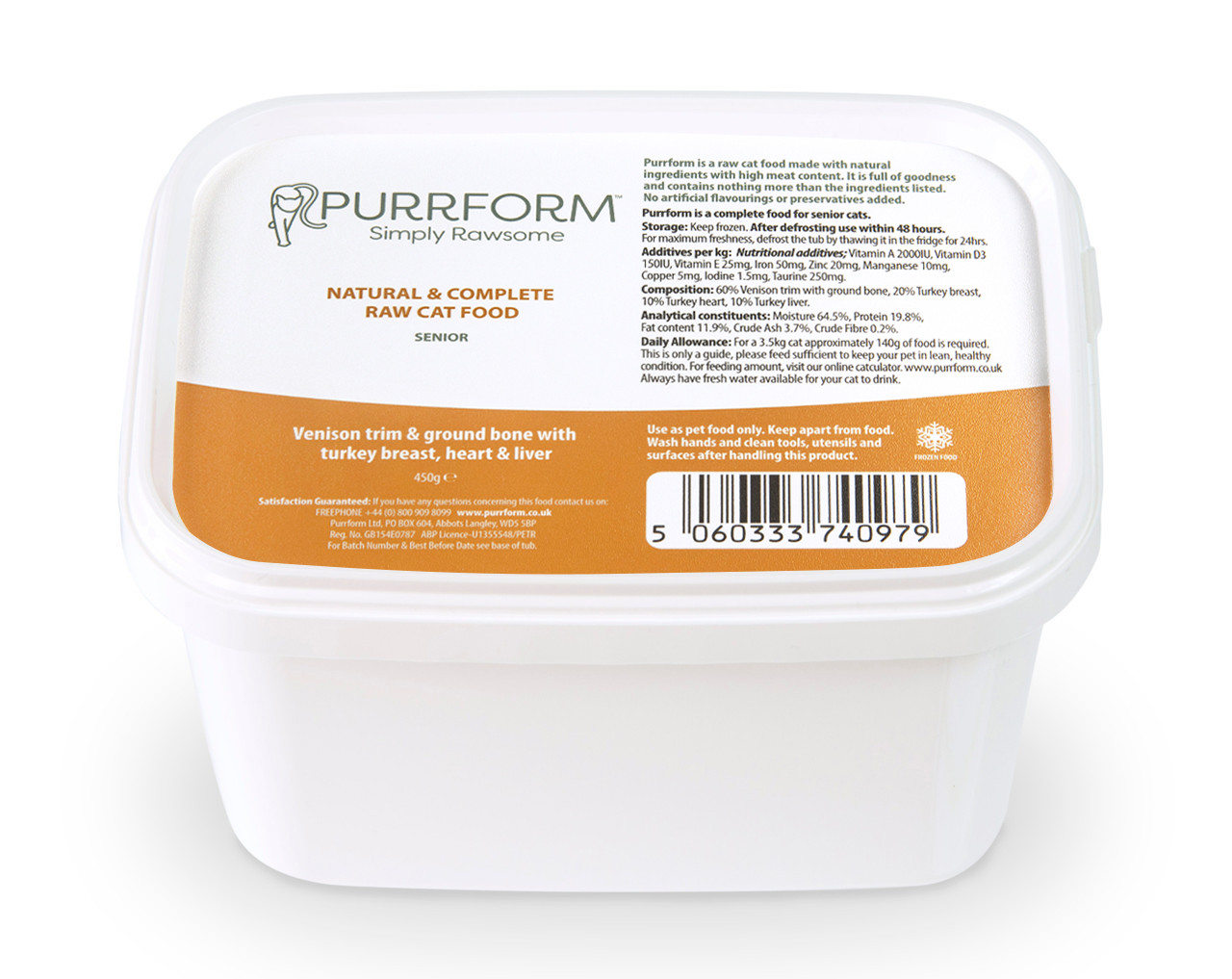 Purrform Senior Complete Venison & Turkey 450g