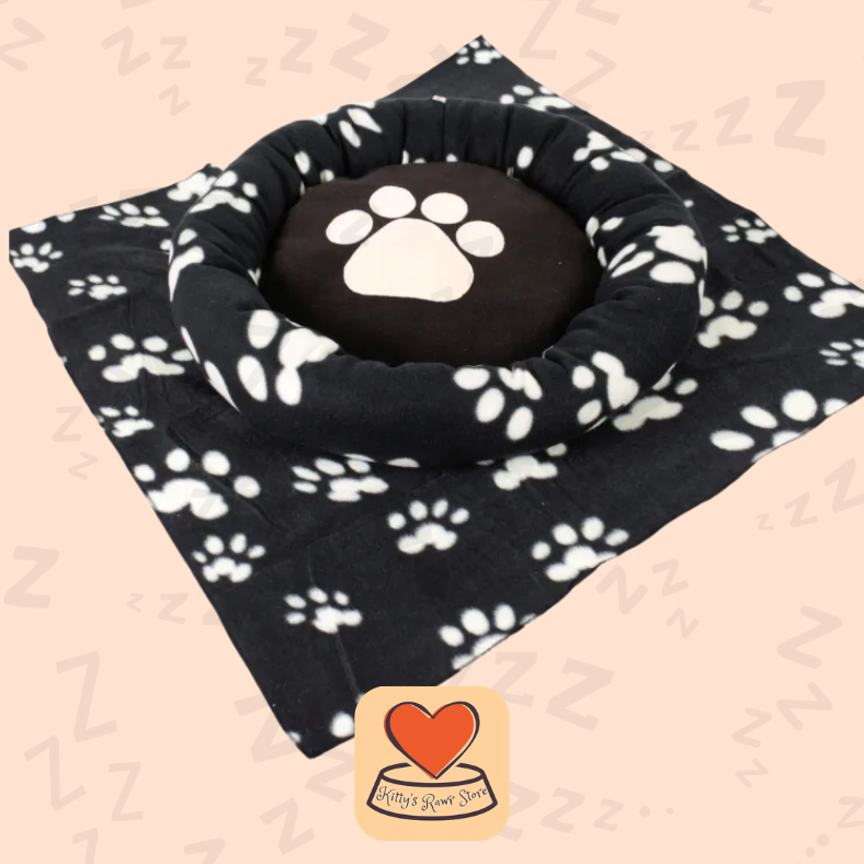 Dream Paws Round Paw Bed & Blanket 