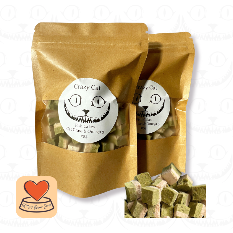 Crazy Cat Fish Cakes with Cat Grass + Omega 3 25g