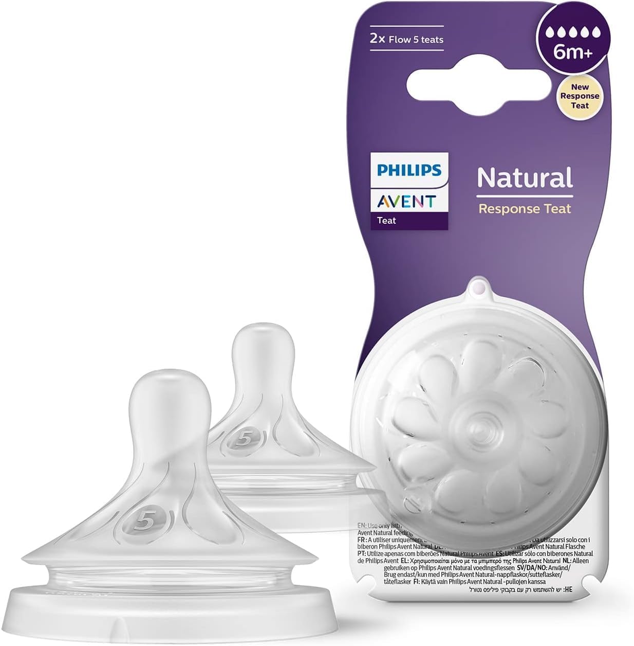 AVENT Philips Natural Response Bottle Teat SCY 965/02 – for Babies 6m+, BPA-Free, Twin Pack