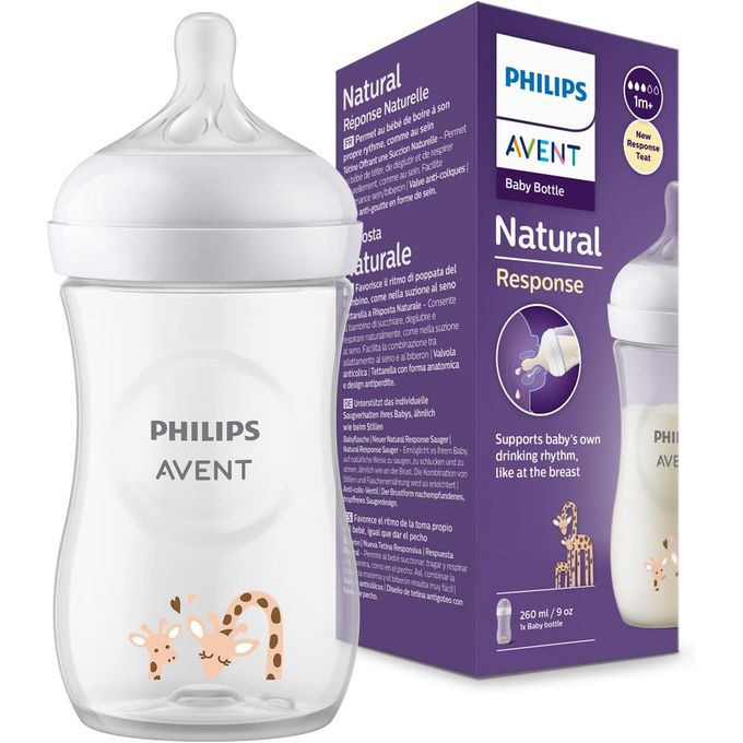 Philips Avent Natural Response Baby Bottle, 1m+, 260ml (Giraffe)