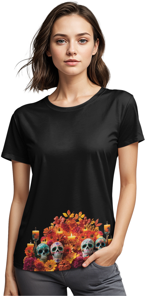 Playera con altar del Día de los Muertos