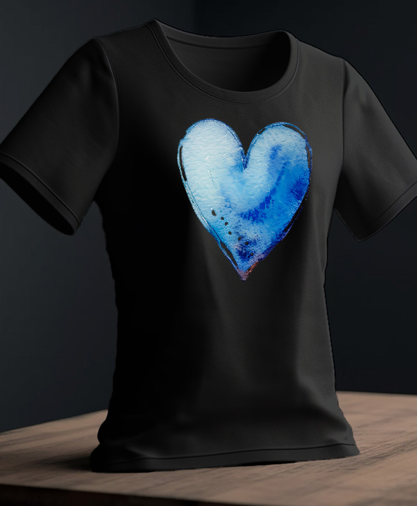 Playera con corazón azul