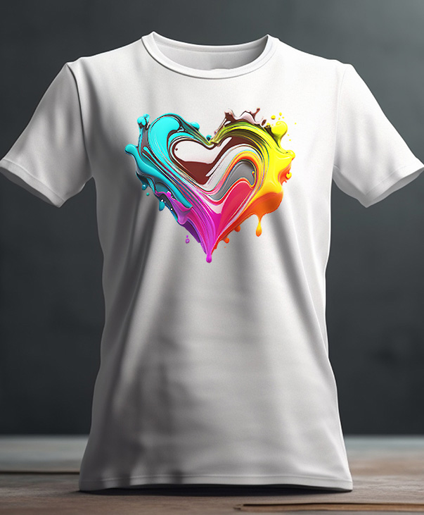 Playera con diseño de corazón artístico