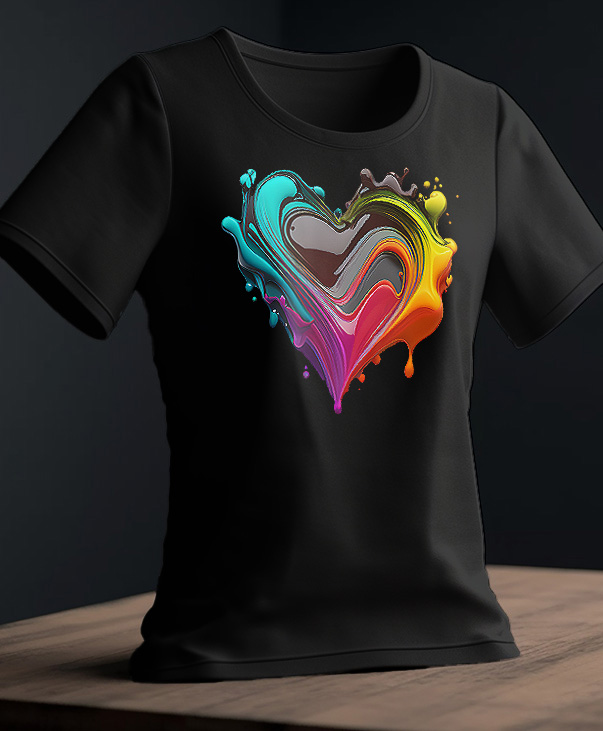 Playera con diseño de corazón artístico