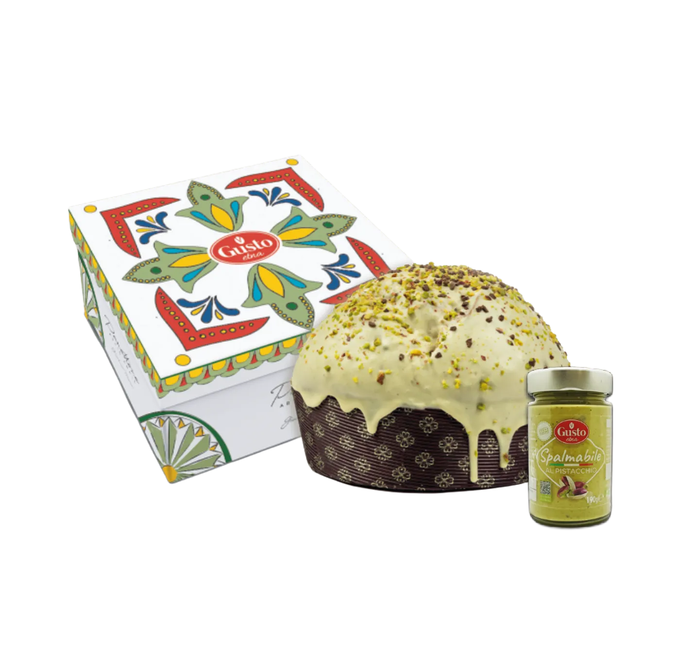 Panettone artesanal de pistacho (750g) con tarro de crema de pistacho