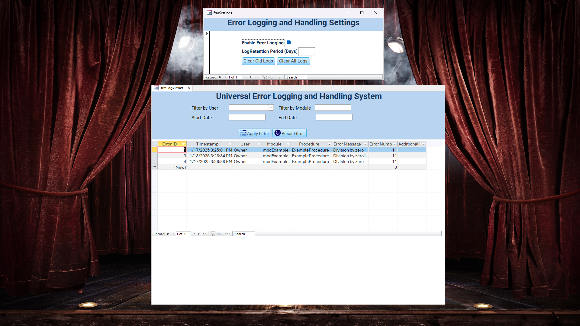 Universal Error Logging and Handling Framework for Microsoft Access