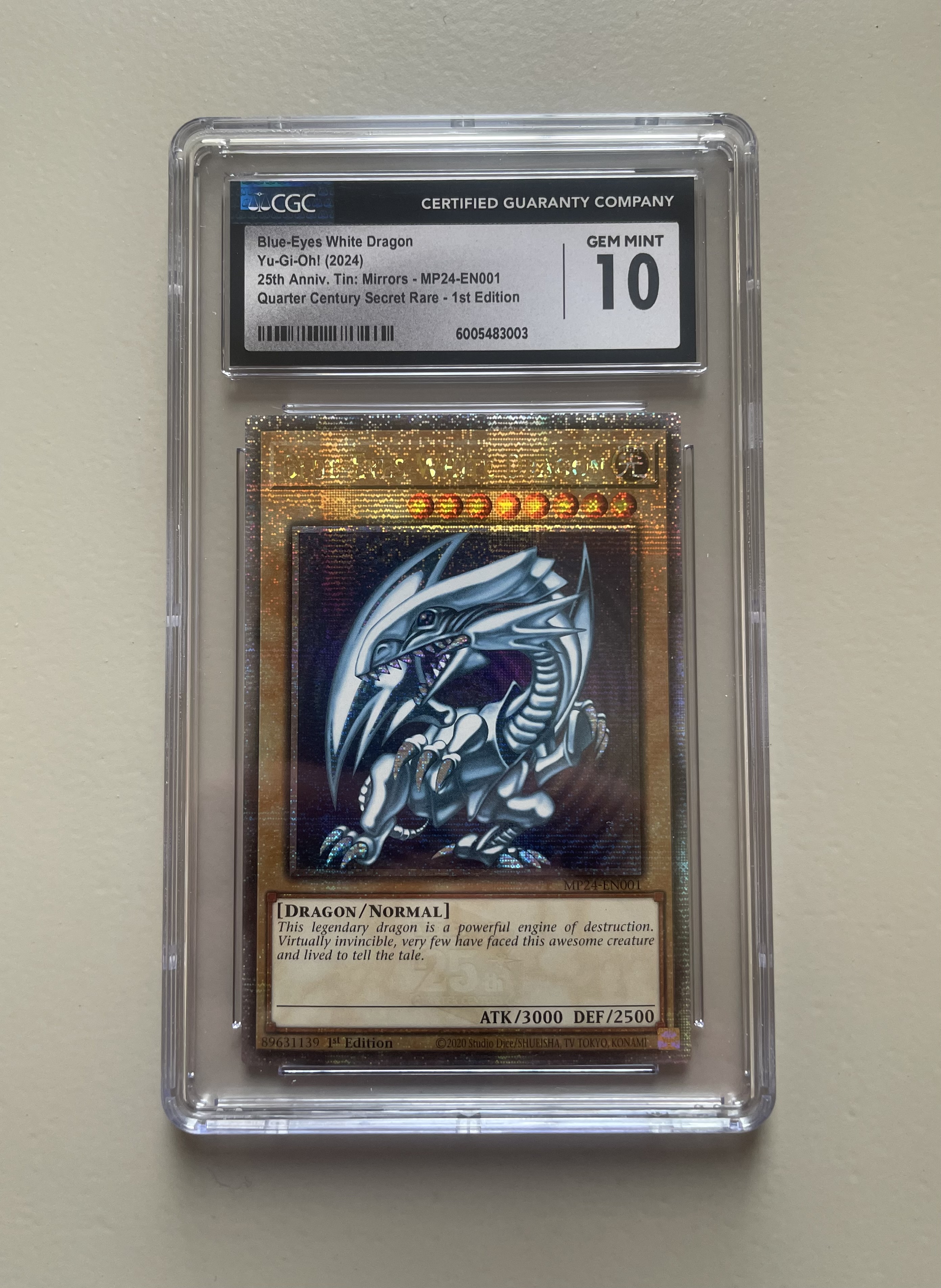 Yu-Gi-Oh! Blue-Eyes White Dragon QCR 25 Anniversary Tin: Mirror CGC 10