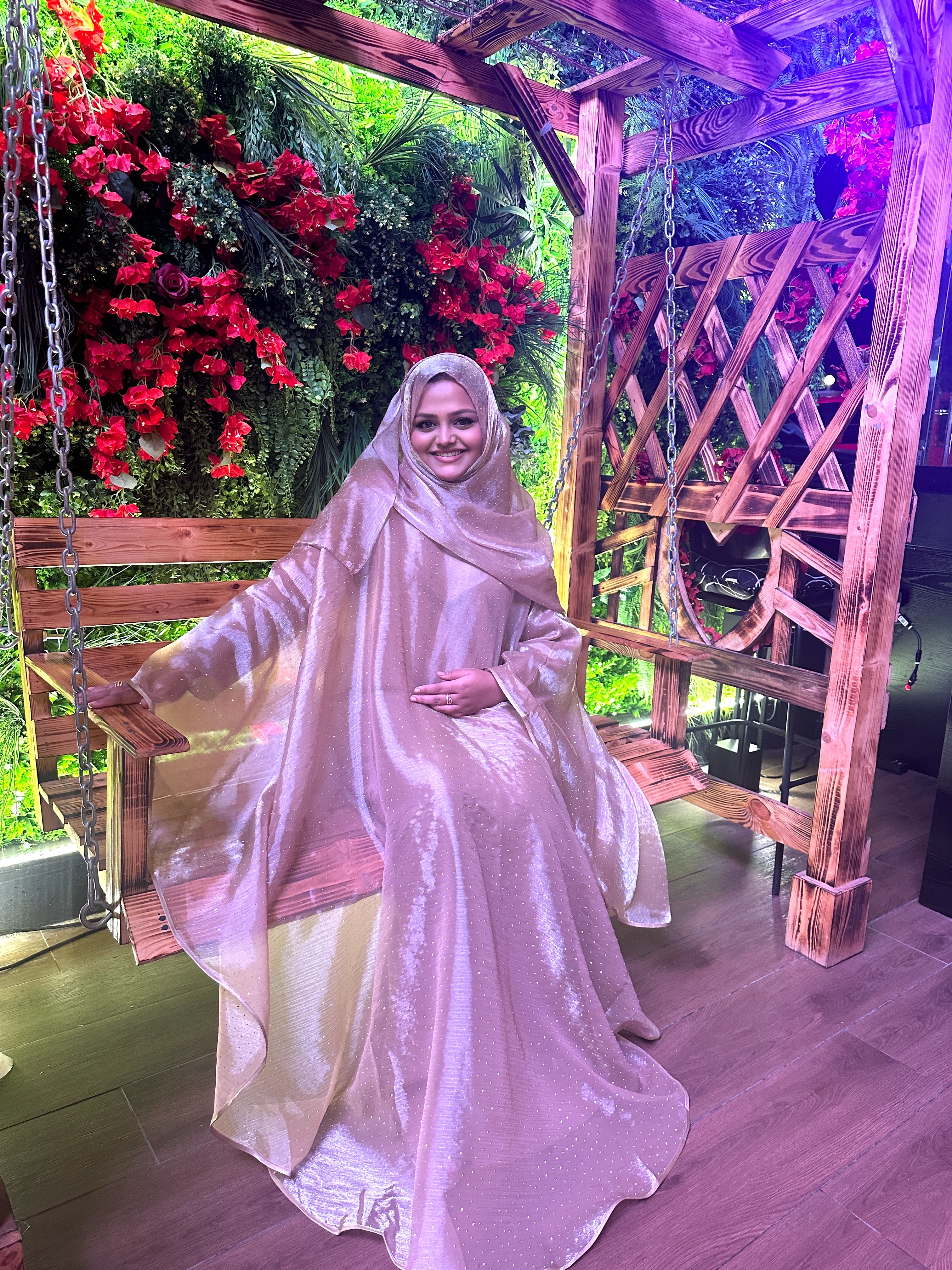 Sanober -golden organza abaya   