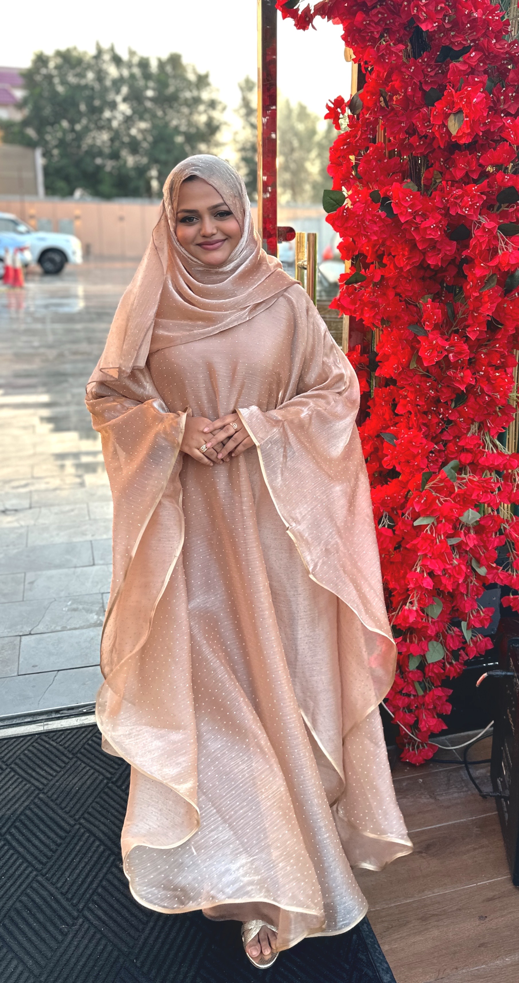 Sanober -golden organza abaya   