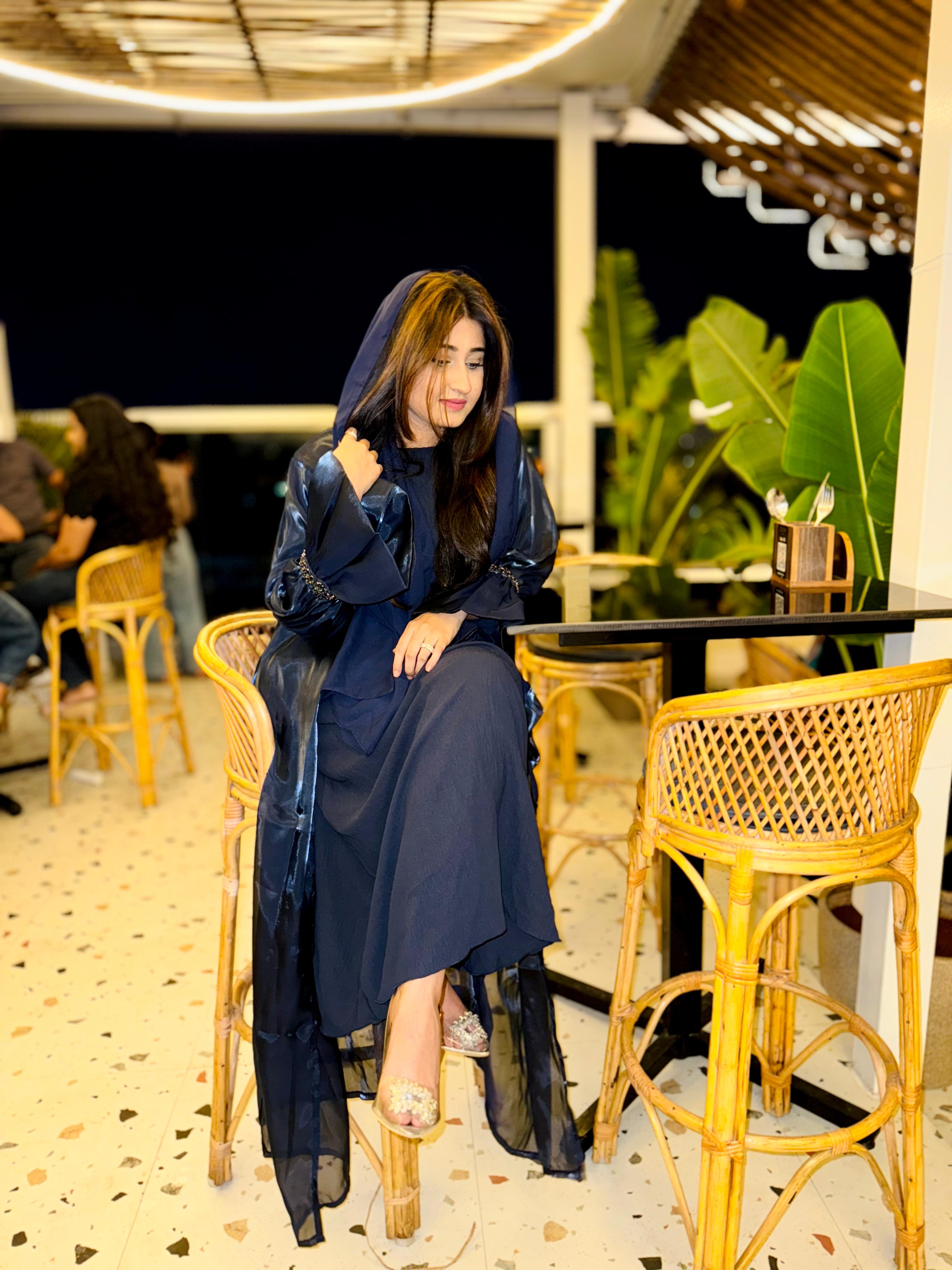 ROYAL BLUE ORGANZA ABAYA