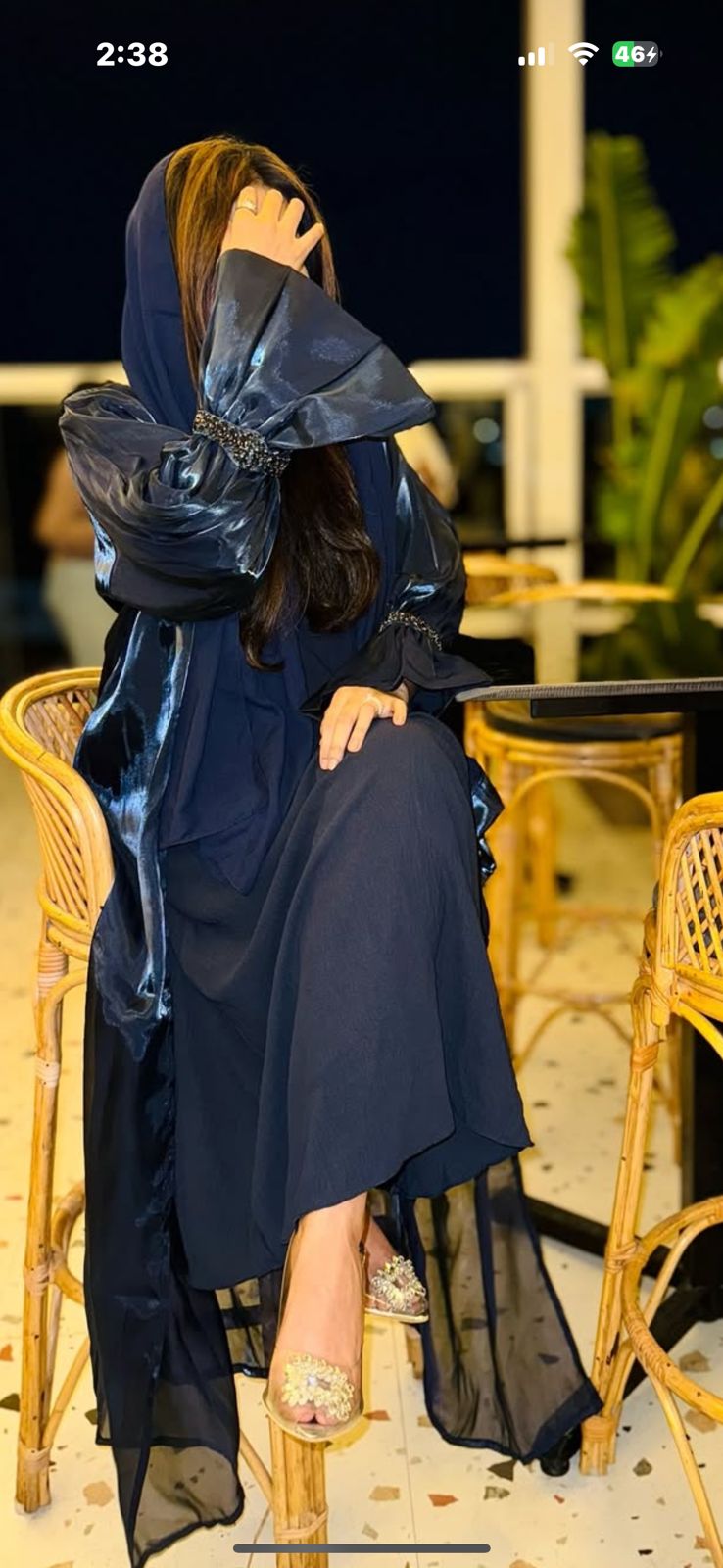 ROYAL BLUE ORGANZA ABAYA 