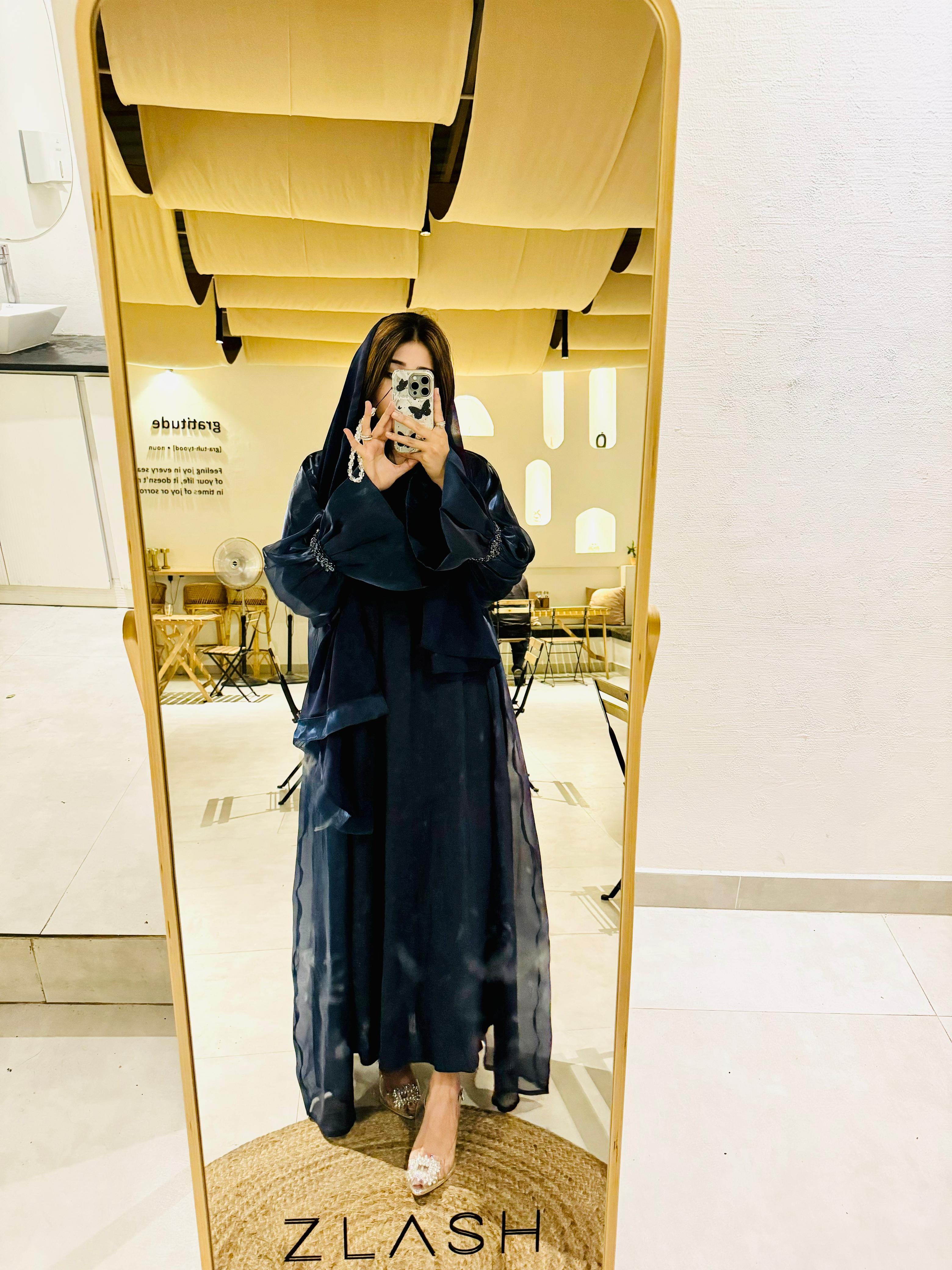 ROYAL BLUE ORGANZA ABAYA 