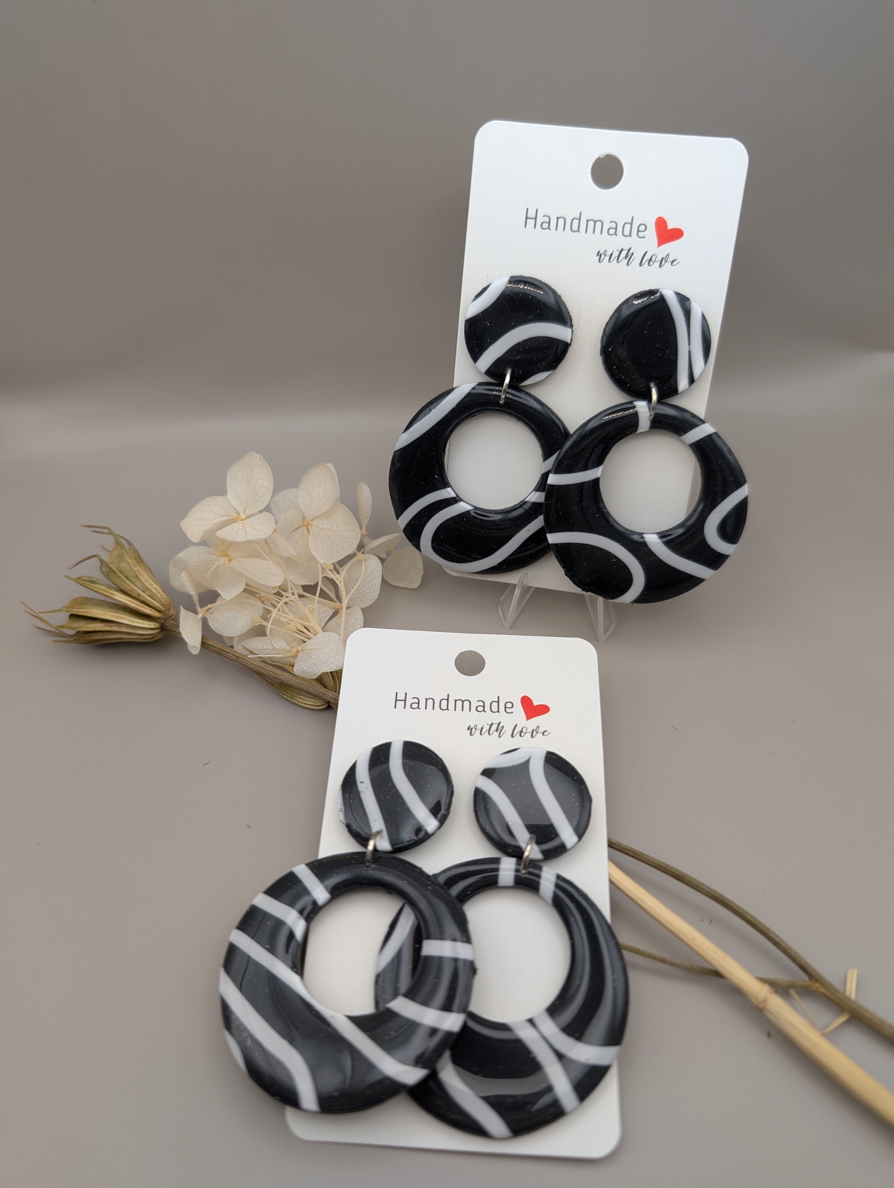 Ohrring elegant Black`n`White 