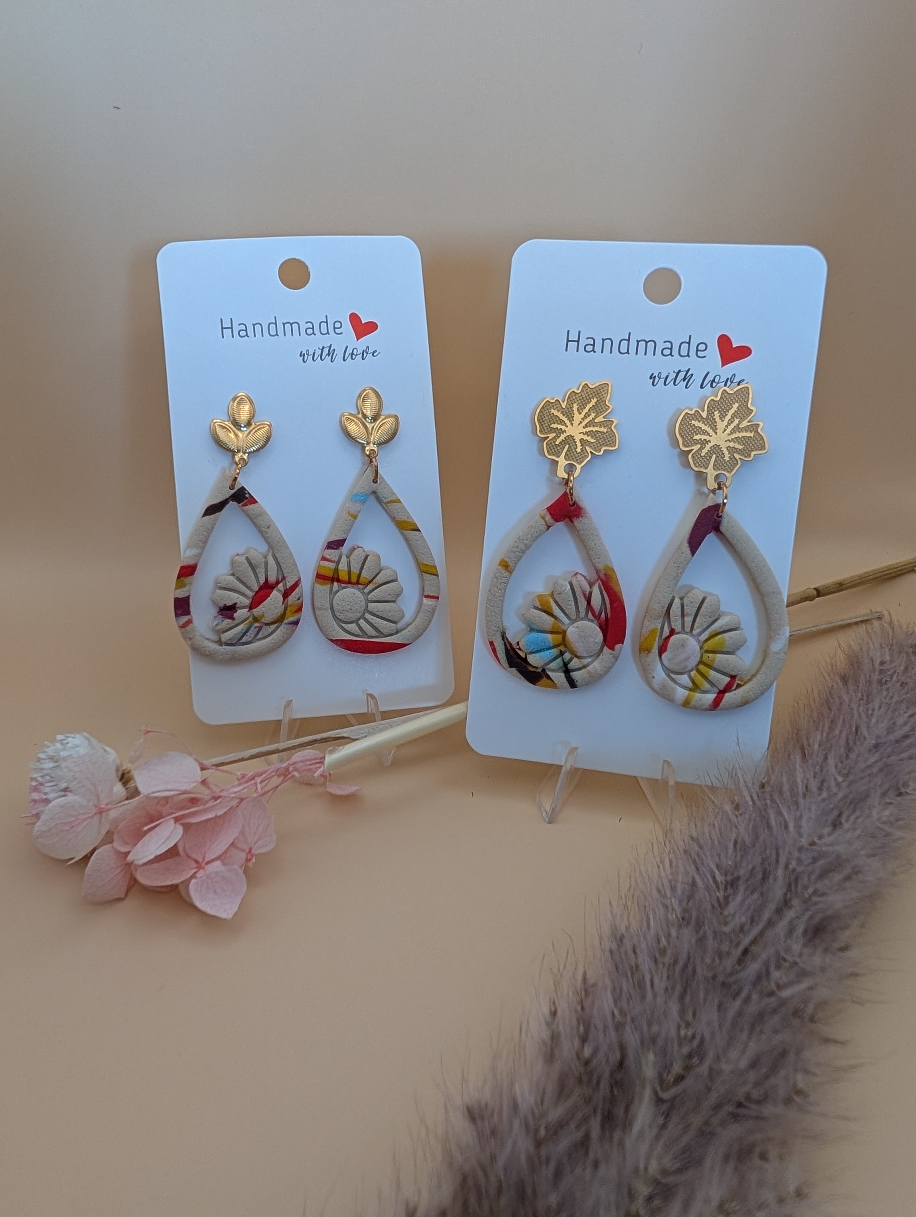 Ohrring Beige Flower