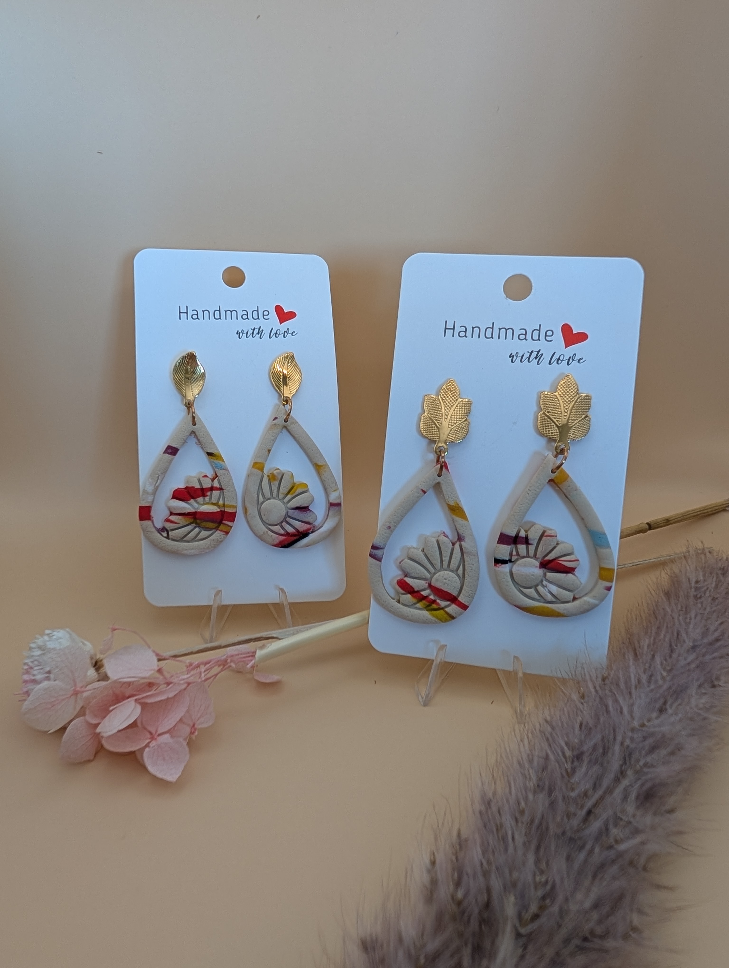 Ohrring Beige Flower