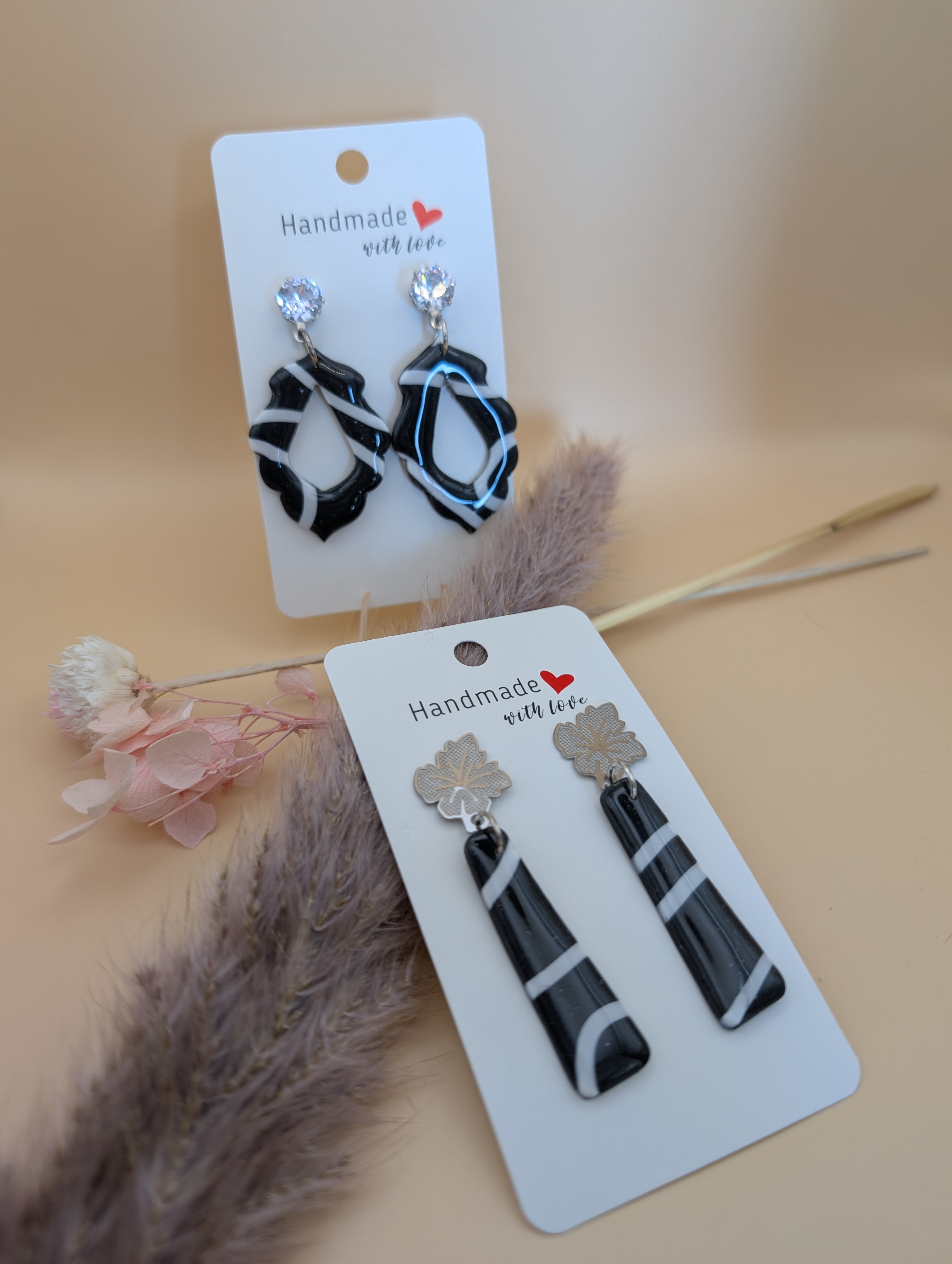 Ohrring elegant Black`n`White 