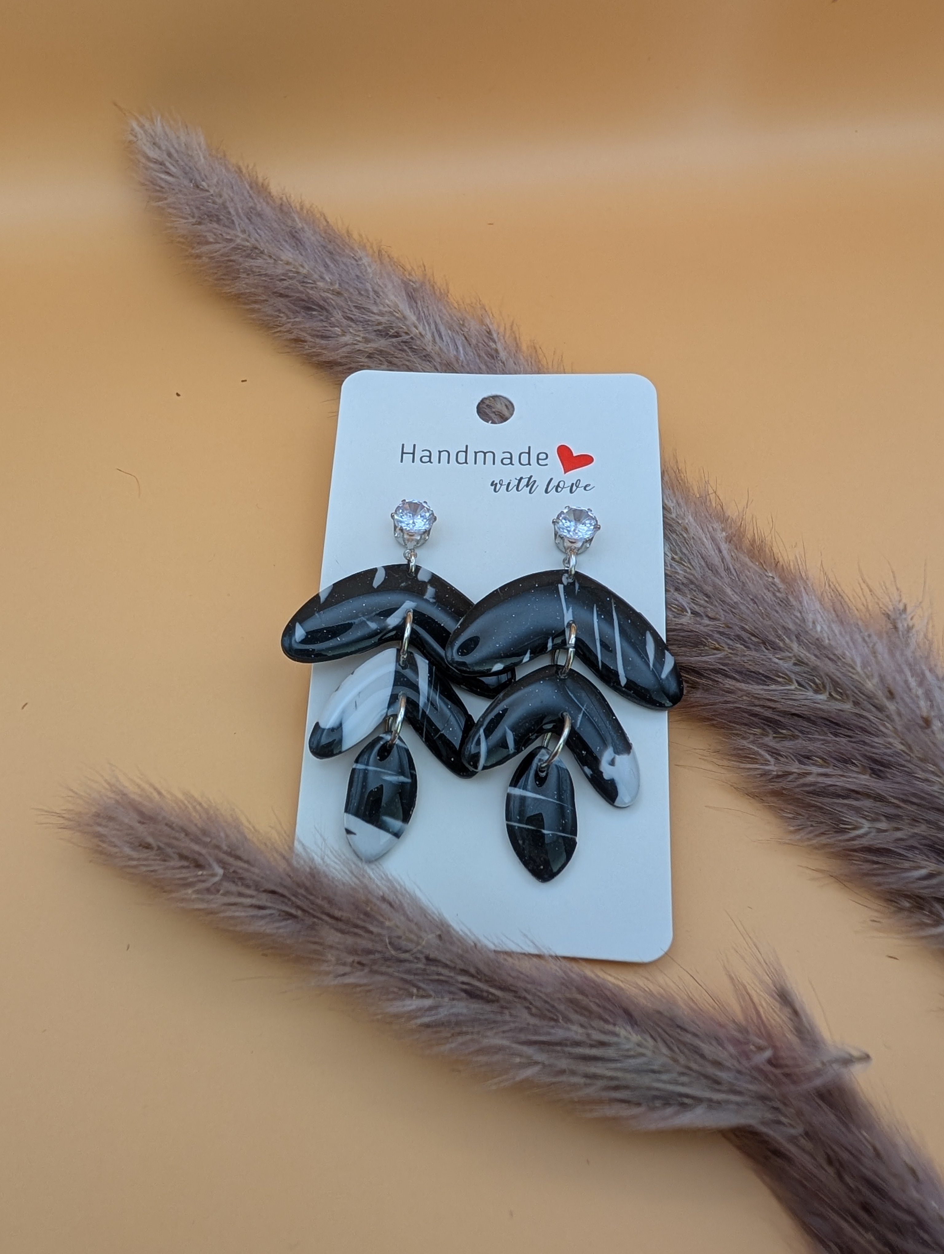 Ohrring Black Flower