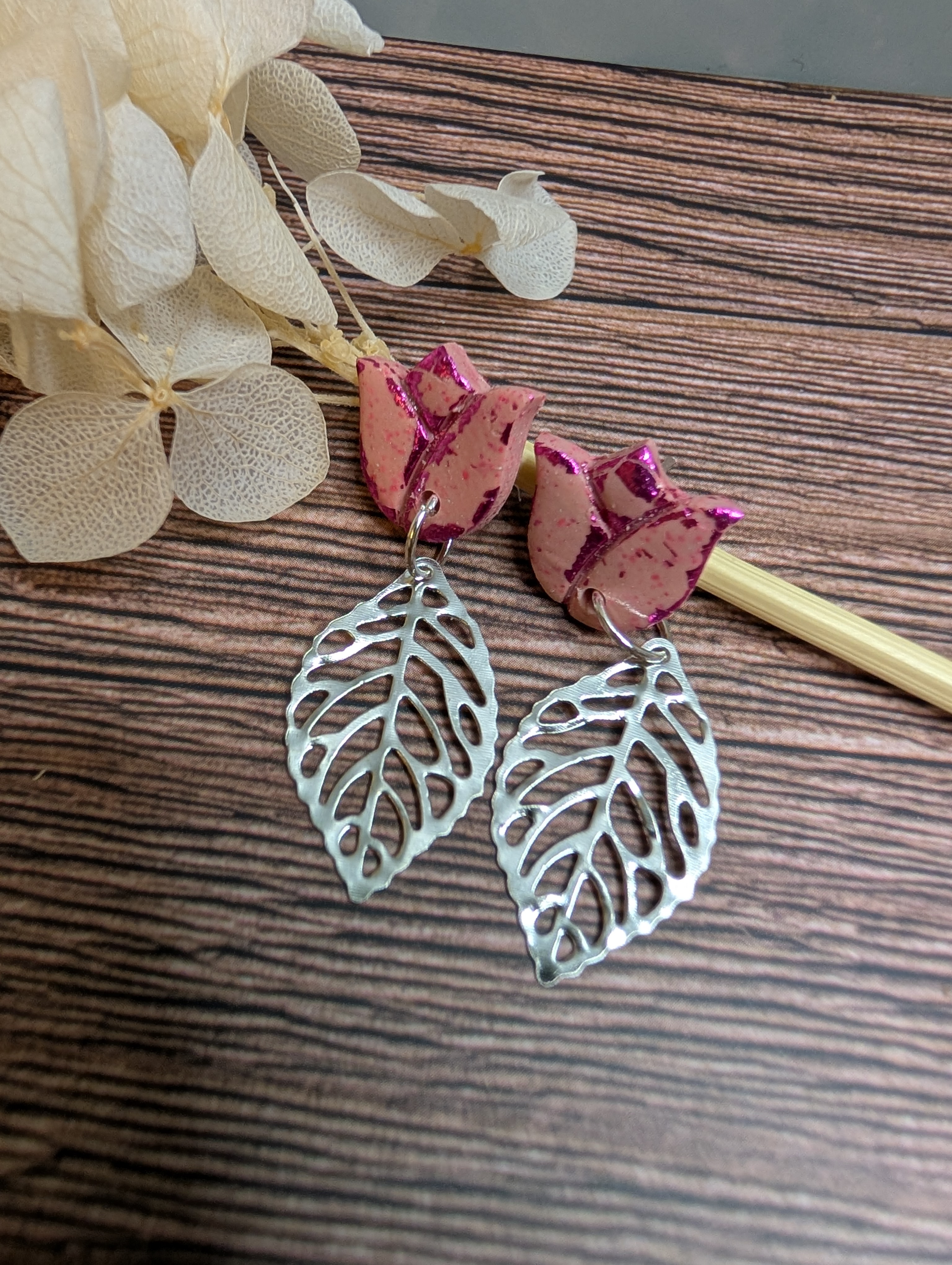 Ohrring Metall Flower