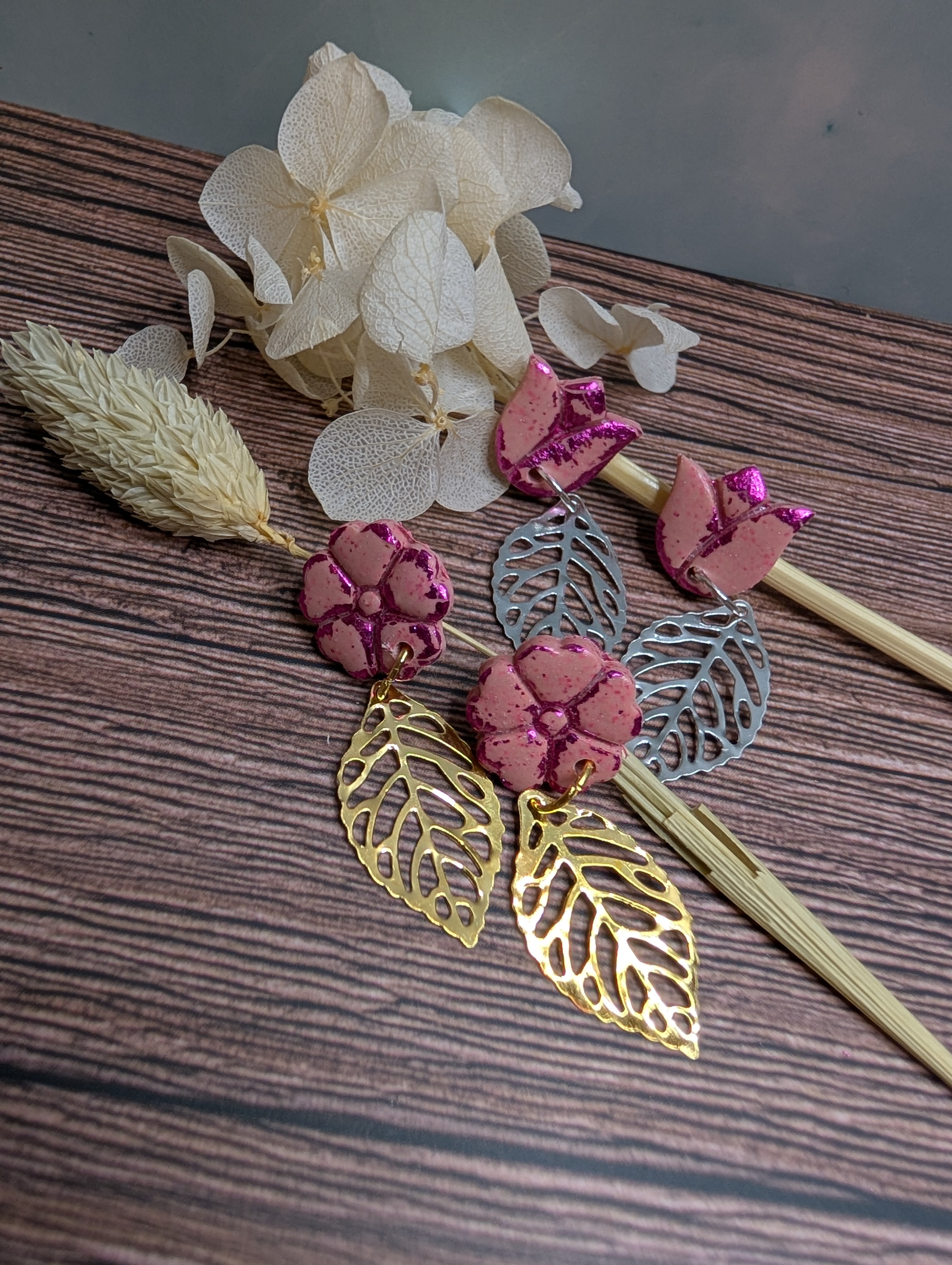 Ohrring Metall Flower