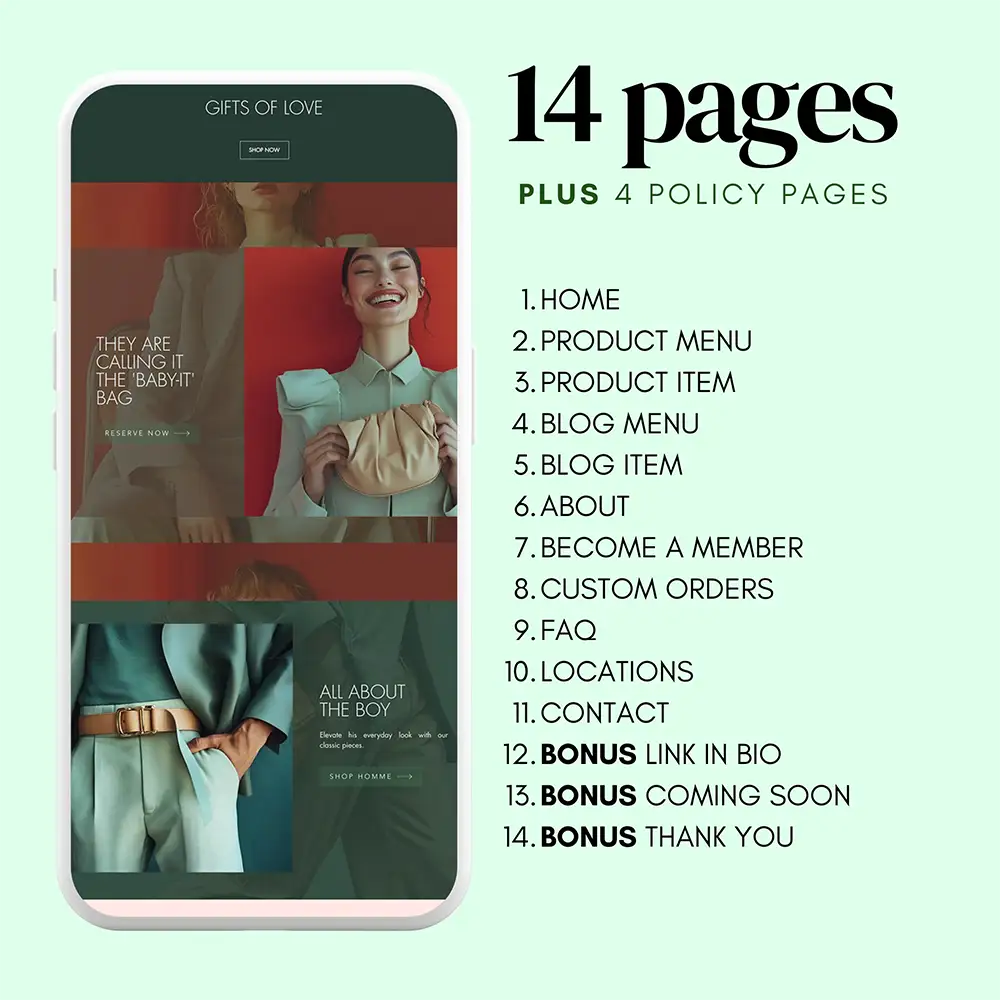 Lux Curator . Wix Website Template for Fashion, Lifestyle, Accesories