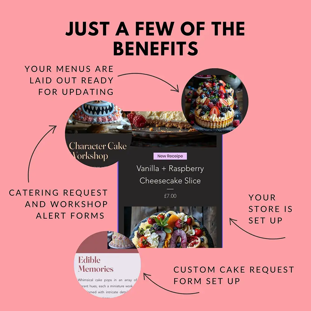 Couture Cakes . Wix Website Template for Bakeries, Restaurants, Cafés + Catering Businesses