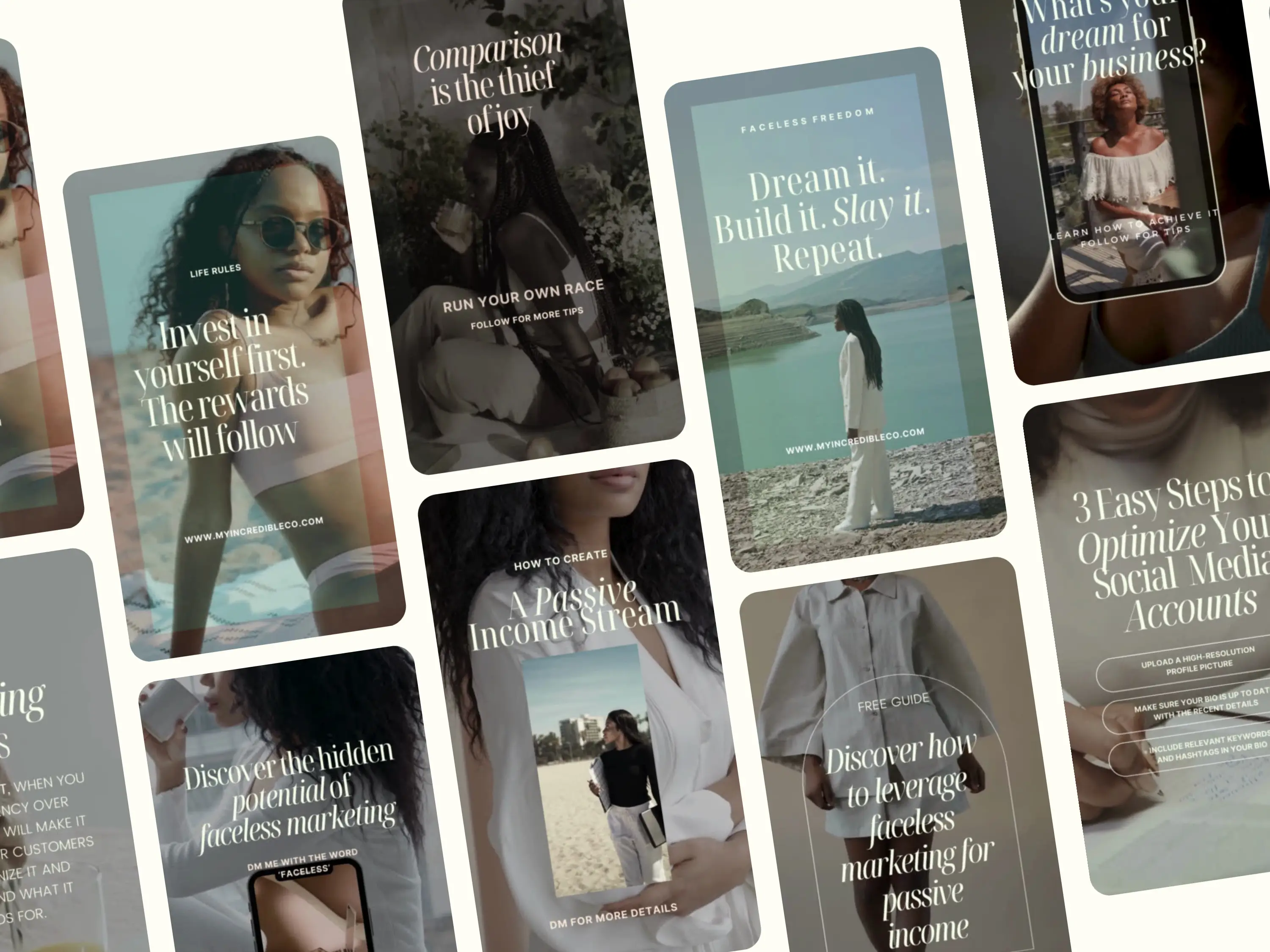 30 Social Faceless Melanin Reels . Canva Templates