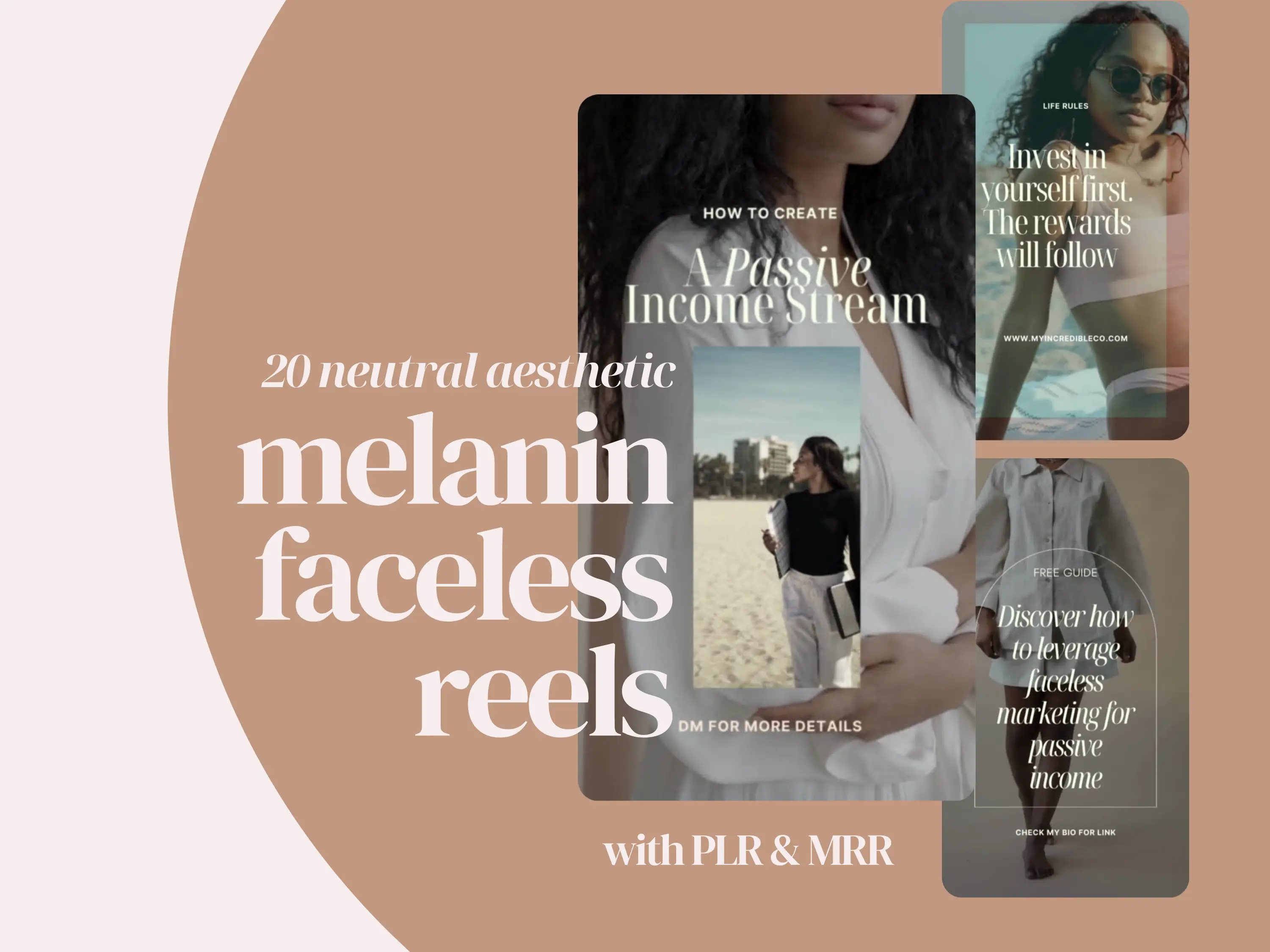 30 Social Faceless Melanin Reels . Canva Templates