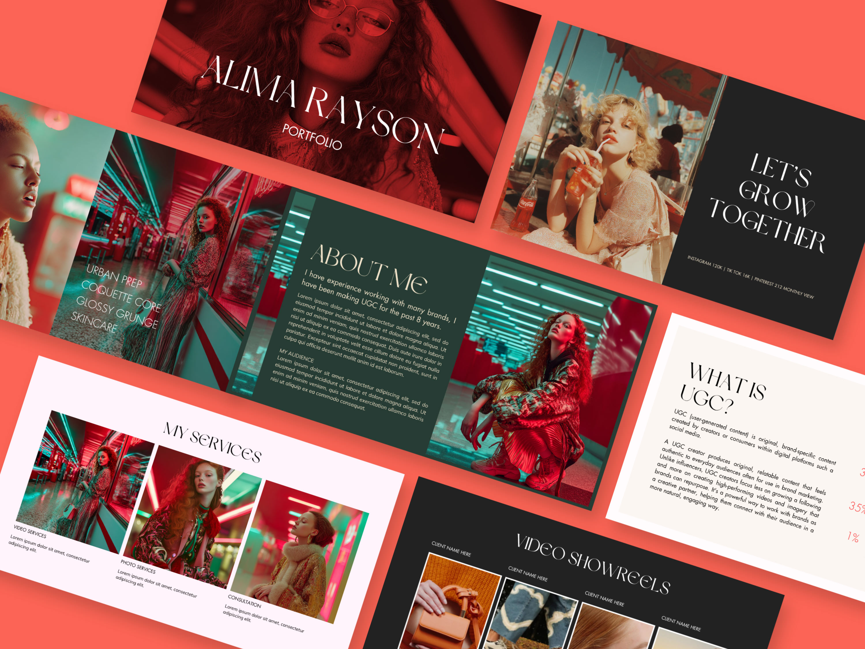 Creative Influencer Freelance UGC Portfolio Proposal Canva Template 
