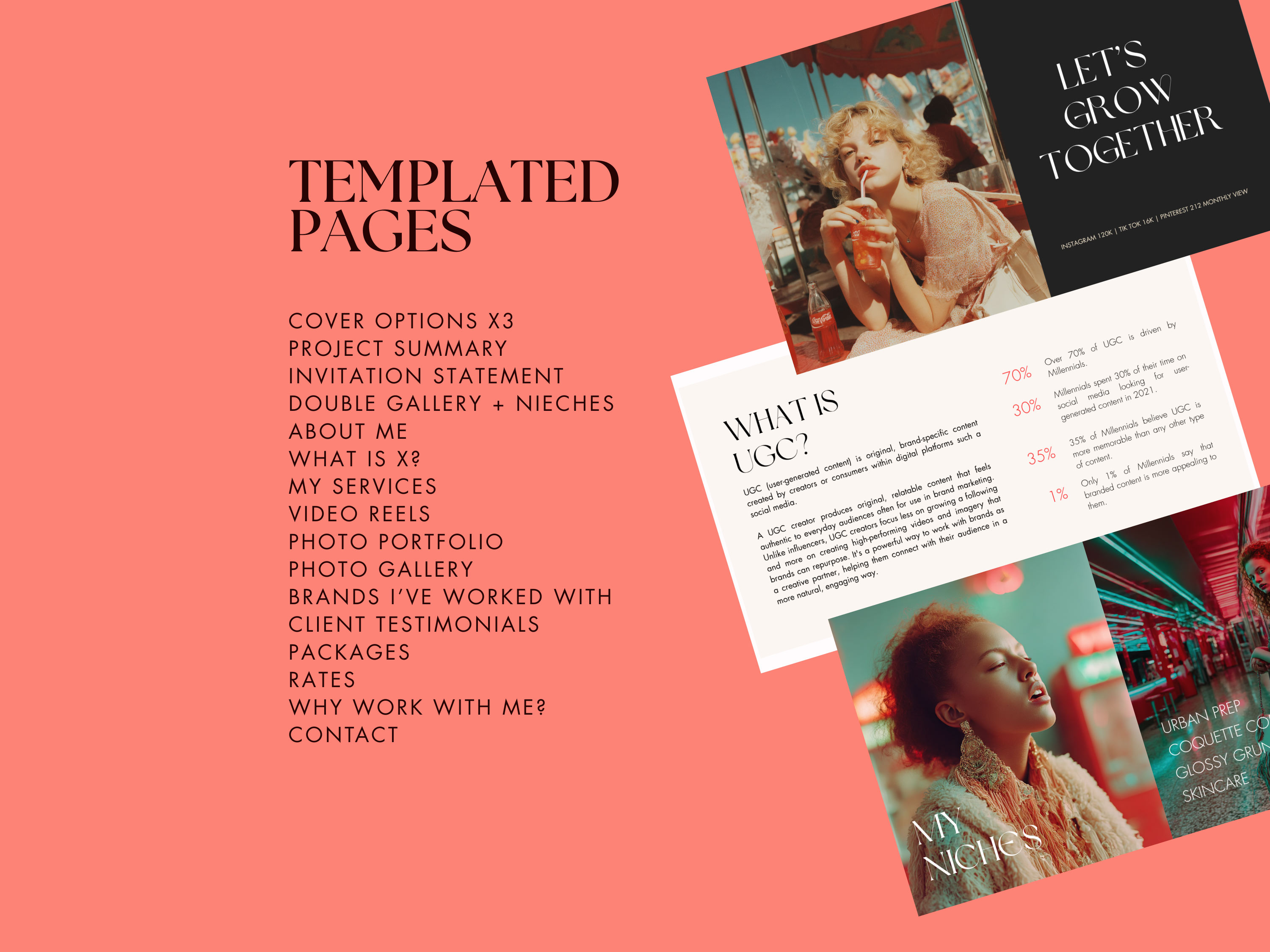 Creative Influencer Freelance UGC Portfolio Proposal Canva Template 