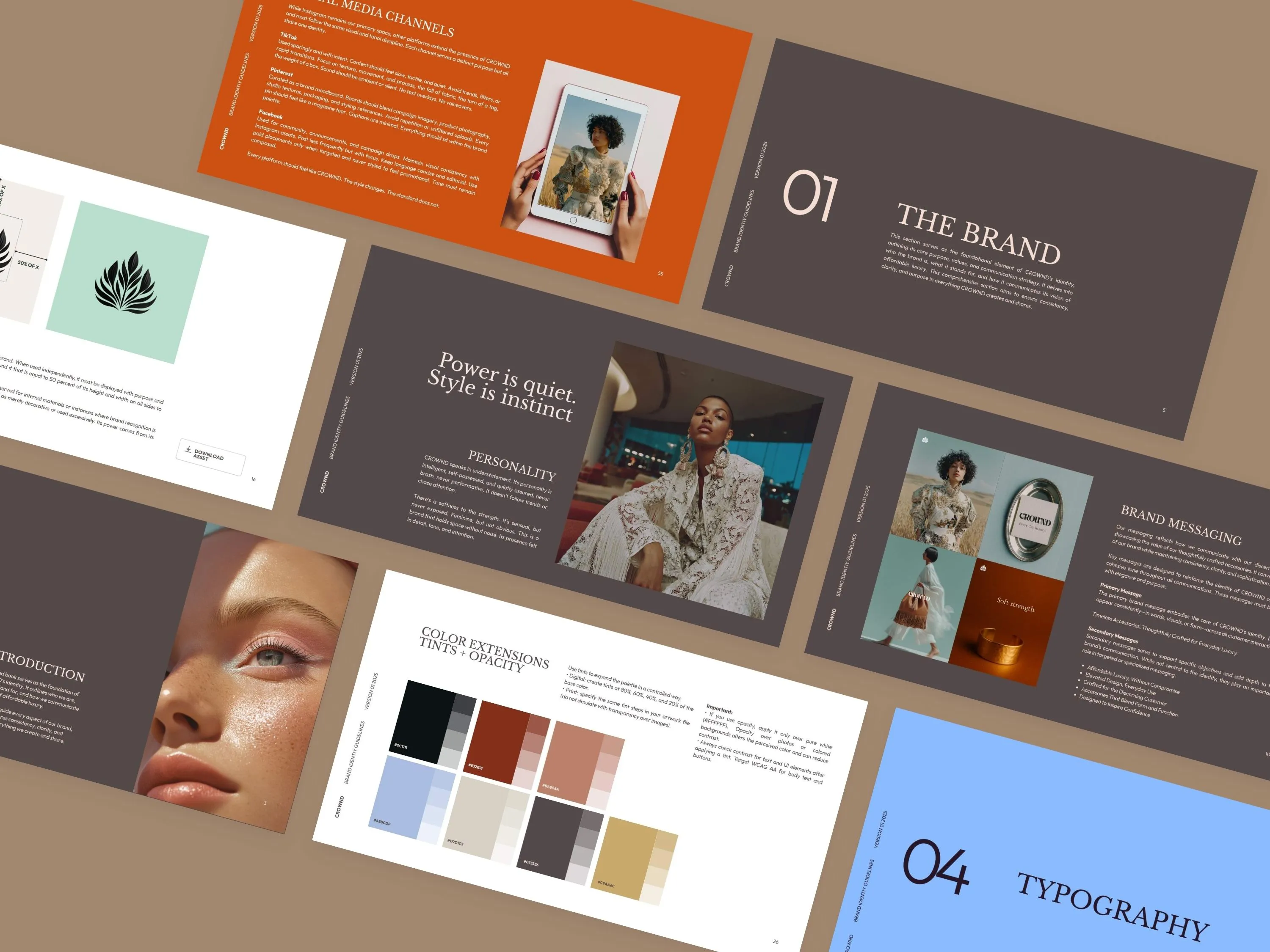 Crownd Luxury Brand Identity Guide . Canva Template