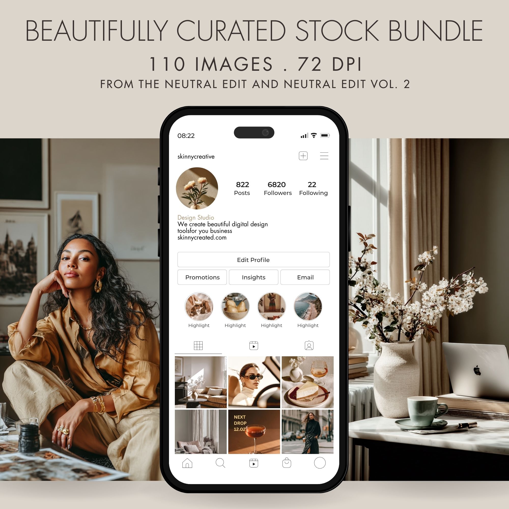 The Neutral Edits Bundle . 110 Stock Images
